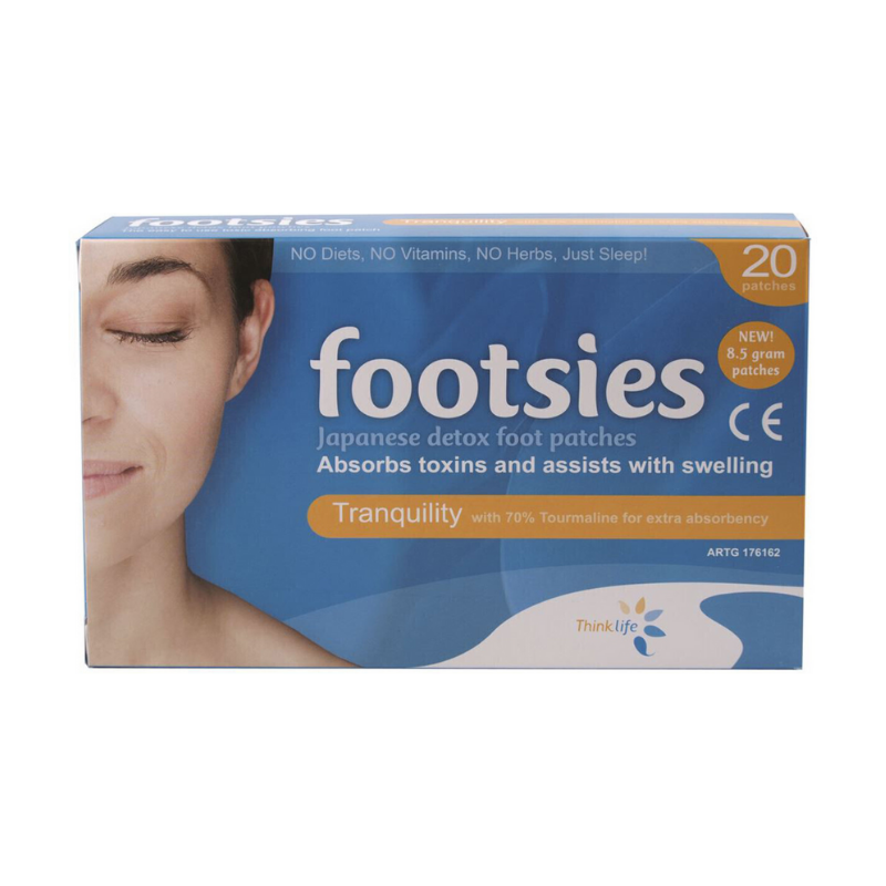 Thinklife Footsies Tranquility - 20 Adhesive Foot Patches for Pain Relief & Relaxation | Perfect for Travel, Work & Home Use