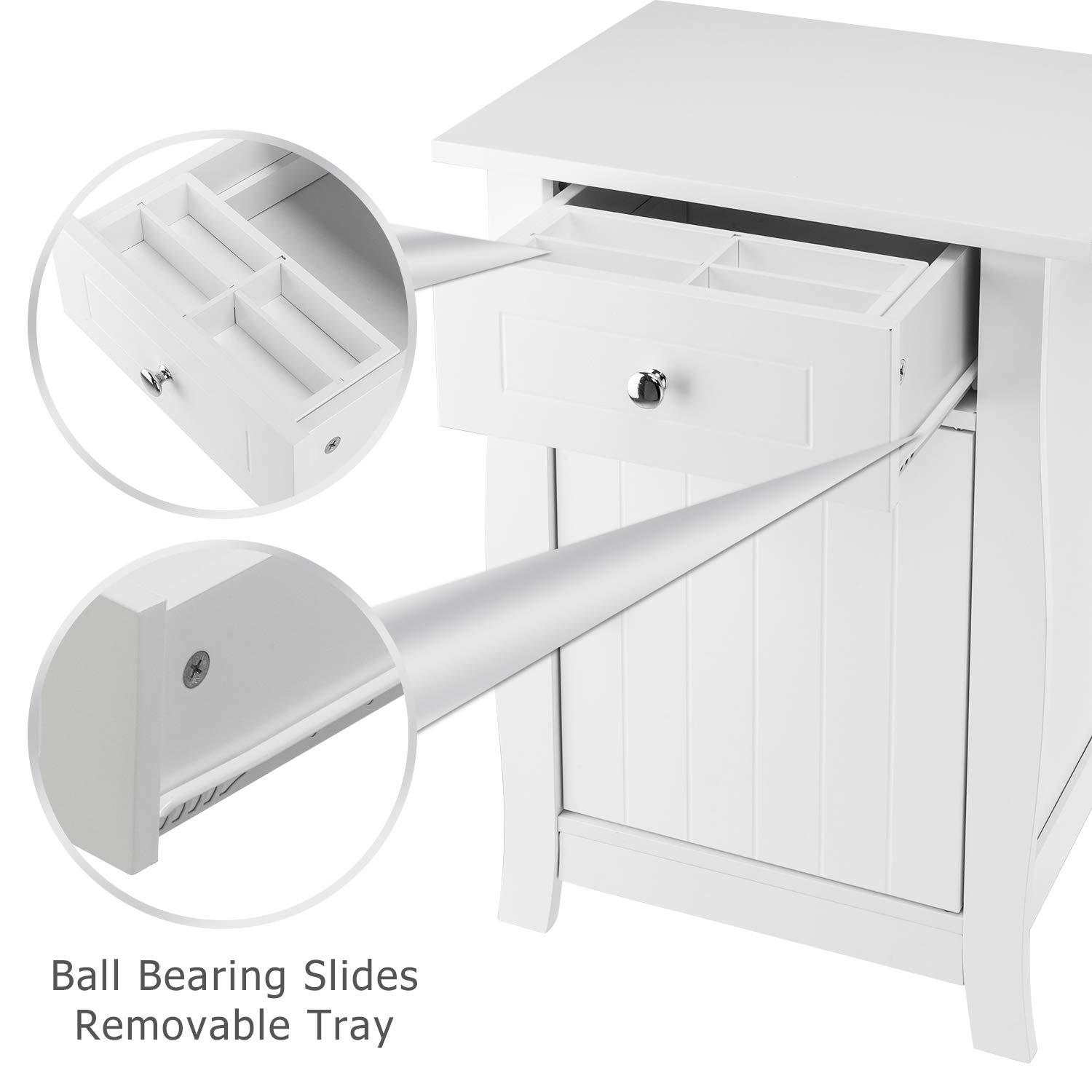 Bonnlo White Nightstand Set of 2 - Small Wooden Bedside Tables with Drawer & Door Cabinet Storage Organizer - Modern End Tables for Living Room, Kids' Room & Small Spaces - Perfect for Bedrooms, Dorms & Apartments