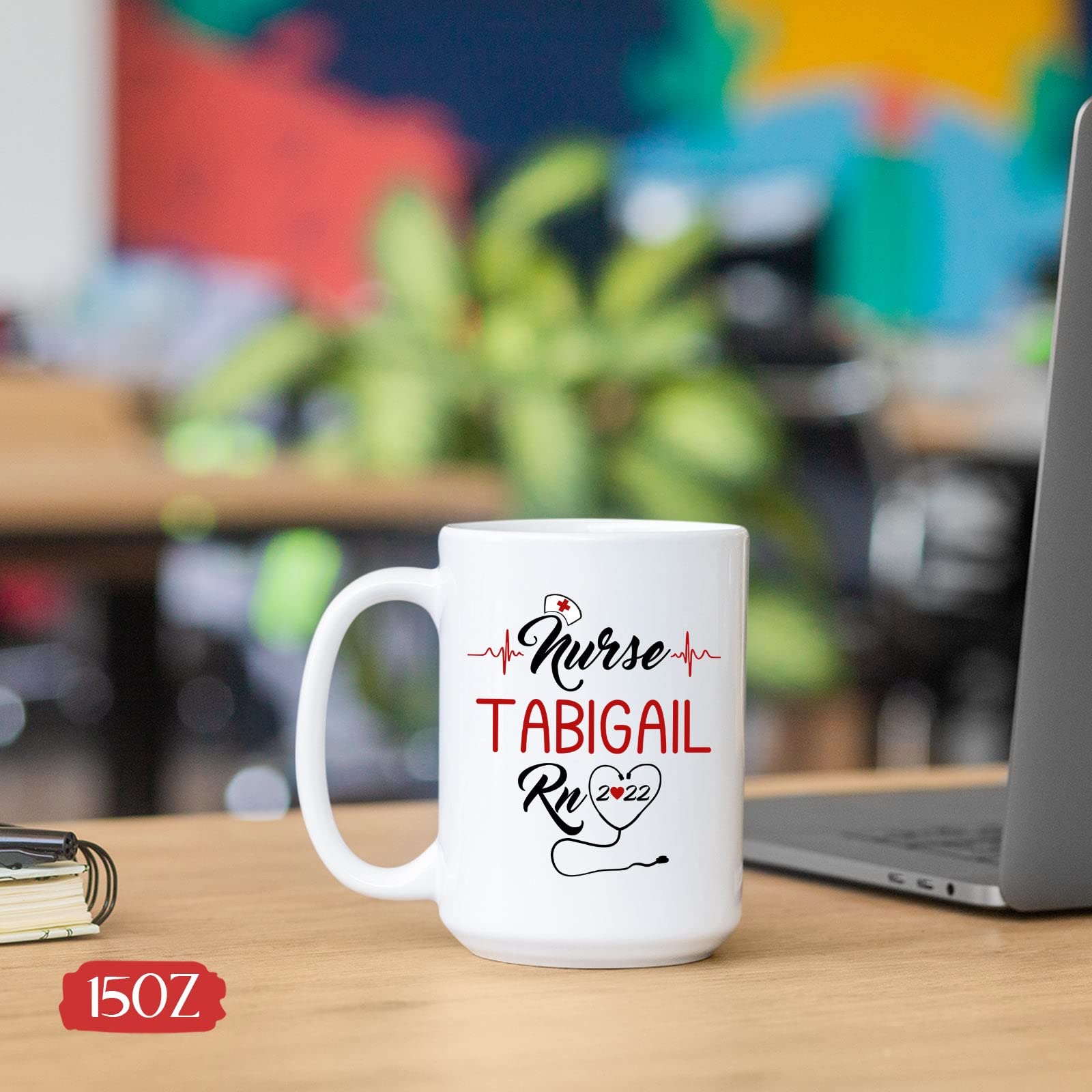 Custom Personalized RN Nurse Mug - 11oz & 15oz White Ceramic Coffee Cup with Floral Design | Perfect Nurse Graduation Gift, New Nurse Present & Daily Tea Drinking | Ideal for Hospitals, Clinics & Home Use