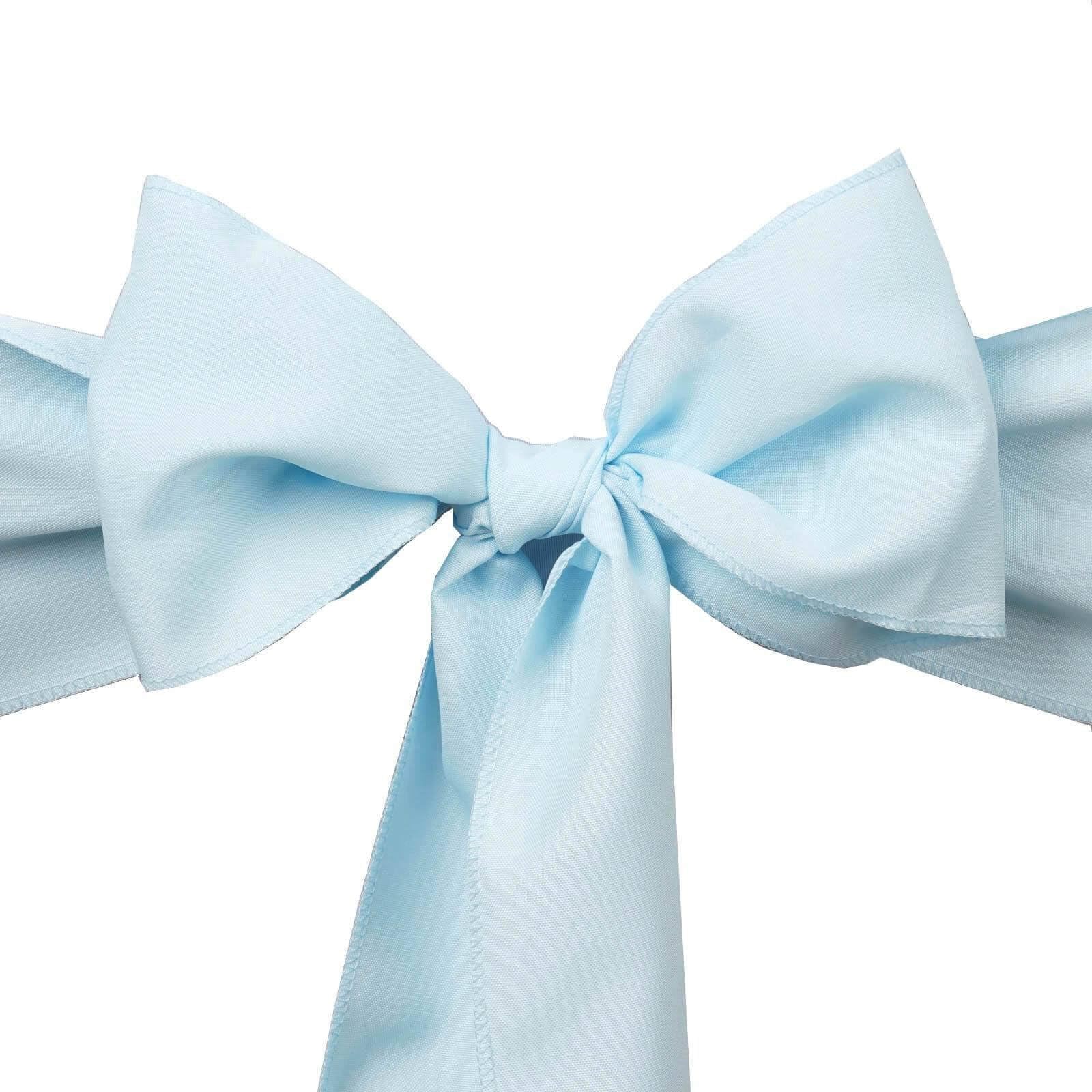Efavormart 5-Pack Light Blue Polyester Chair Sashes - Wedding Chair Bows & Tie Sashes for Bridal Showers, Banquets, and Party Decorations (6x108 Inches)