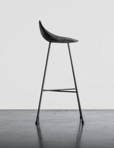 Hauteville 770 Barstool by Lyon Beton - Modern Concrete Bar Stool for Kitchen Island, Home Bar & Dining Room - Industrial Style Counter Height Stool with Metal Base
