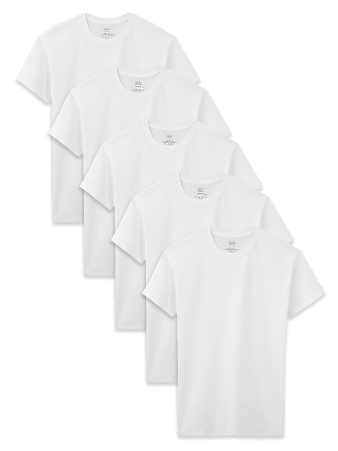 Fruit of the Loom Boys White Crew Neck T-Shirts 5 Pack - Soft Cotton Short Sleeve Tees for Everyday Wear, School & Play