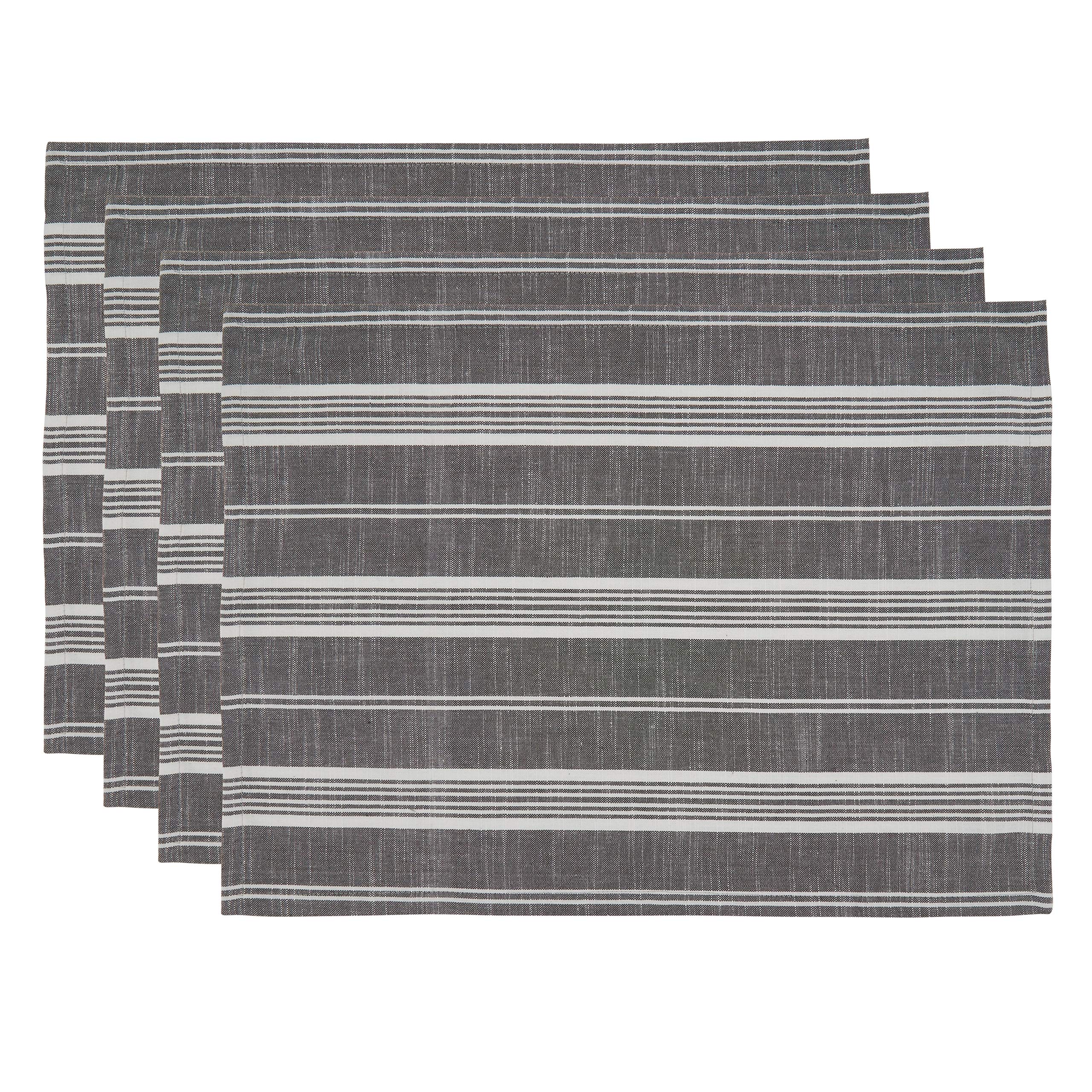 Premium Striped Cotton Placemats Set of 4 - Washable & Durable Table Mats for Dining Room, Kitchen, and Party Decor - Elegant Home Tableware for Everyday Use and Special Occasions