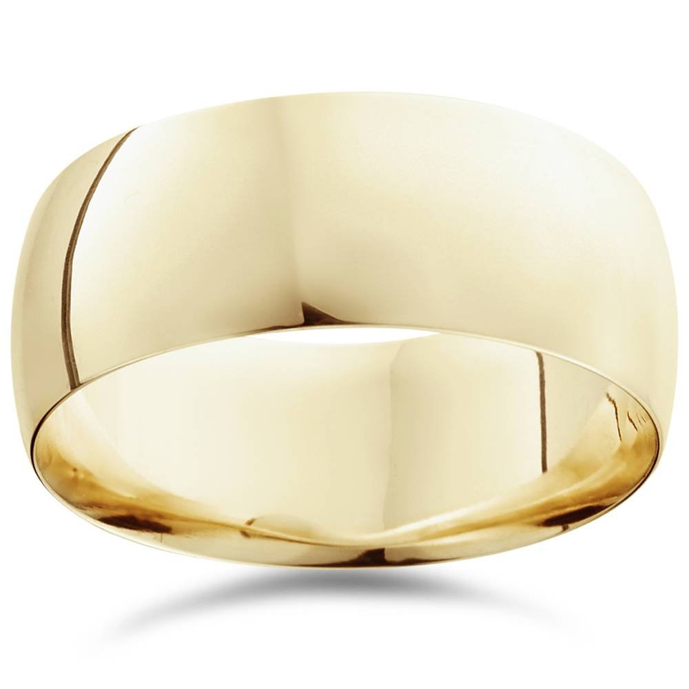 10K Yellow Gold 9mm High Polished Dome Ring - Solid Wedding Band for Men & Women - Anniversary, Engagement, Promise Ring - Perfect for Everyday Wear & Special Occasions