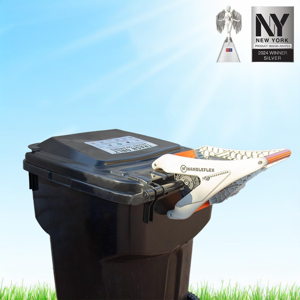 Premium Silver Limited Edition Trash Bin Handle - Effortless & Hygienic Garbage Can Lid Lock for Wildlife Protection (Opossums & Raccoons) | Reduces Trash Weight | Ideal for Outdoor Bins, Camping & Backyard Use