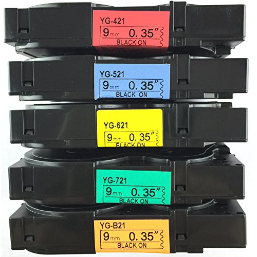 Set of Black on Orange Red Blue Yellow Green