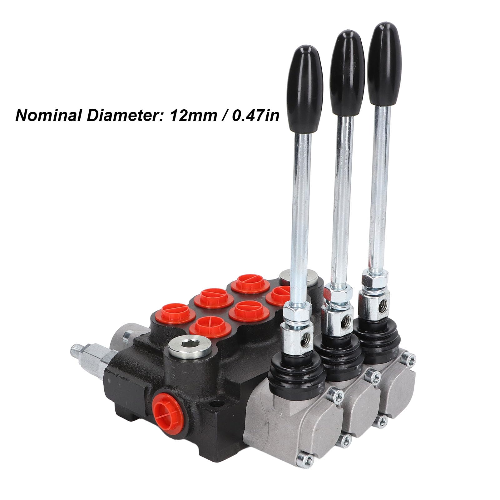 Eujgoov 3 Spool Hydraulic Control Valve - Double Acting Cast Iron Loader Valve P40-3OT for Tractors, Excavators & Heavy Equipment Hydraulic Systems