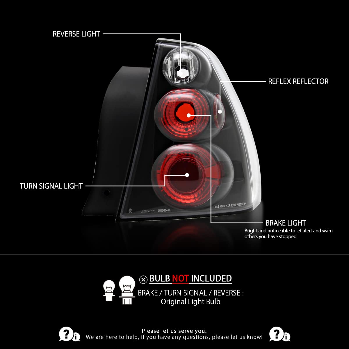 AUTOZENSATION Black Housing Clear Lens Tail Lights Pair - Compatible with 2004-2007 Chevy Malibu (All Models Except Maxx) - Left & Right Assembly - Upgrade Your Car's Rear Lighting for Enhanced Style & Safety