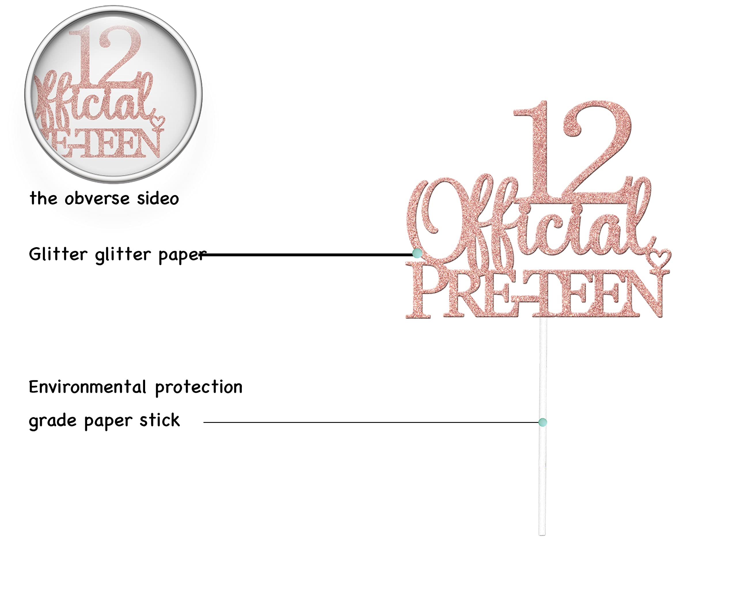 Official 12th Birthday Cake Topper - Happy 12th Birthday Cake Decorations - Rose Gold '12 & Fabulous' Party Decor - Cheers to 12 Years Cake Topper for Pre-Teens | Perfect for Birthday Cakes, Cupcakes & Party Desserts