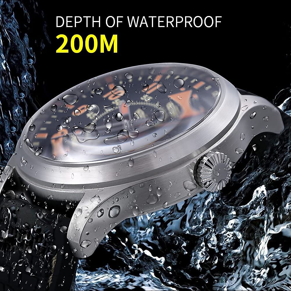 BERNY Men's Automatic Self-Winding Mechanical Watch - 20ATM Waterproof, Sapphire Crystal Glass, Scratch Resistant, Super Luminous, Oversized Dial (No Battery Needed) - Perfect for Business, Casual Wear & Outdoor Activities