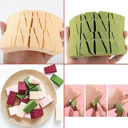 Hebezon Makeup Sponge for Powder & Foundation | Small Triangle Puff for Wet & Dry Application | Blending Sponge for Face Makeup (Pack of 2) | Perfect for Nail Art, Manicure Sealing & Professional Makeup Application