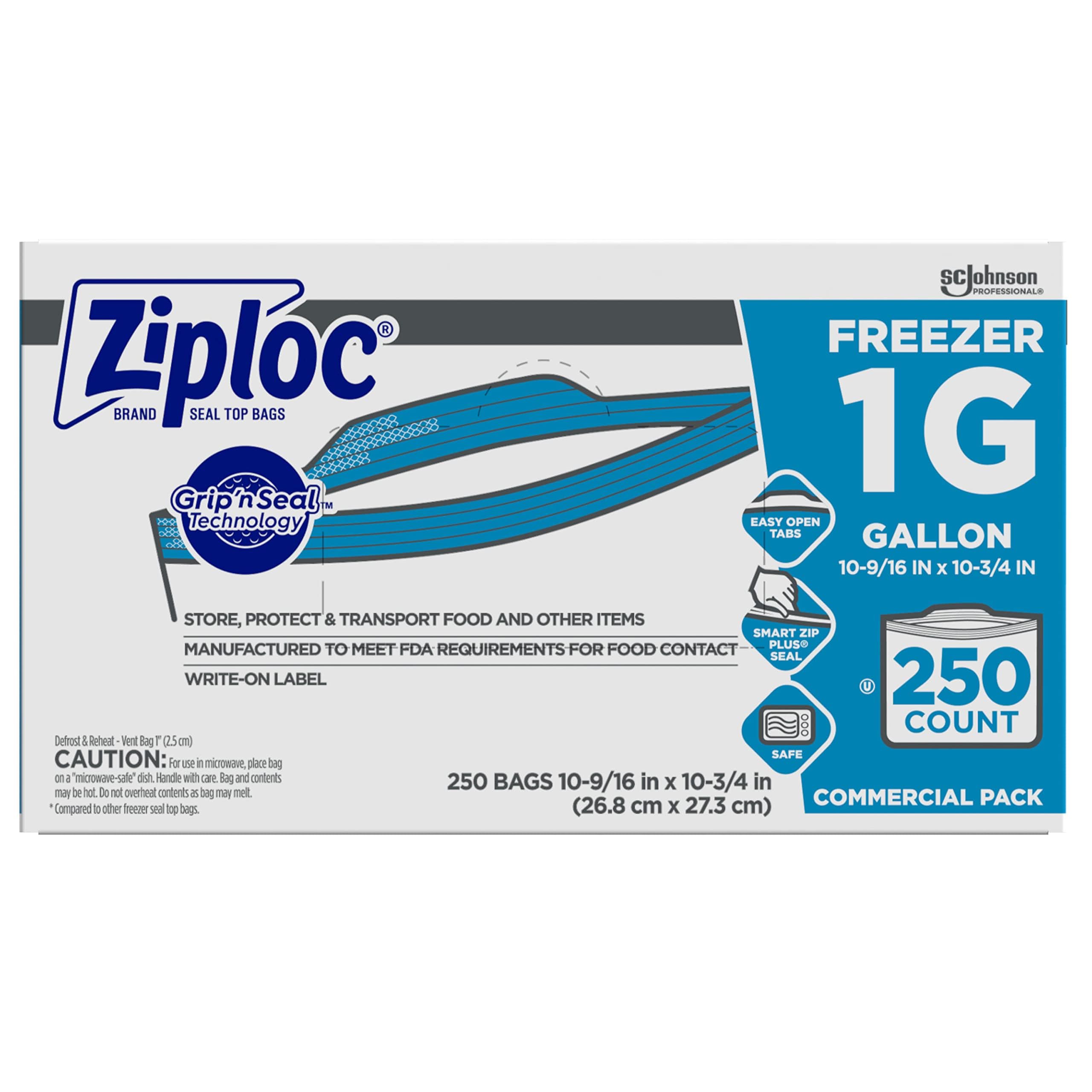 Ziploc® Freezer & Storage Bags - 1 Gallon (250 Count) | BPA-Free, Leakproof Food Storage | Perfect for Meal Prep, Freezing & Organizing