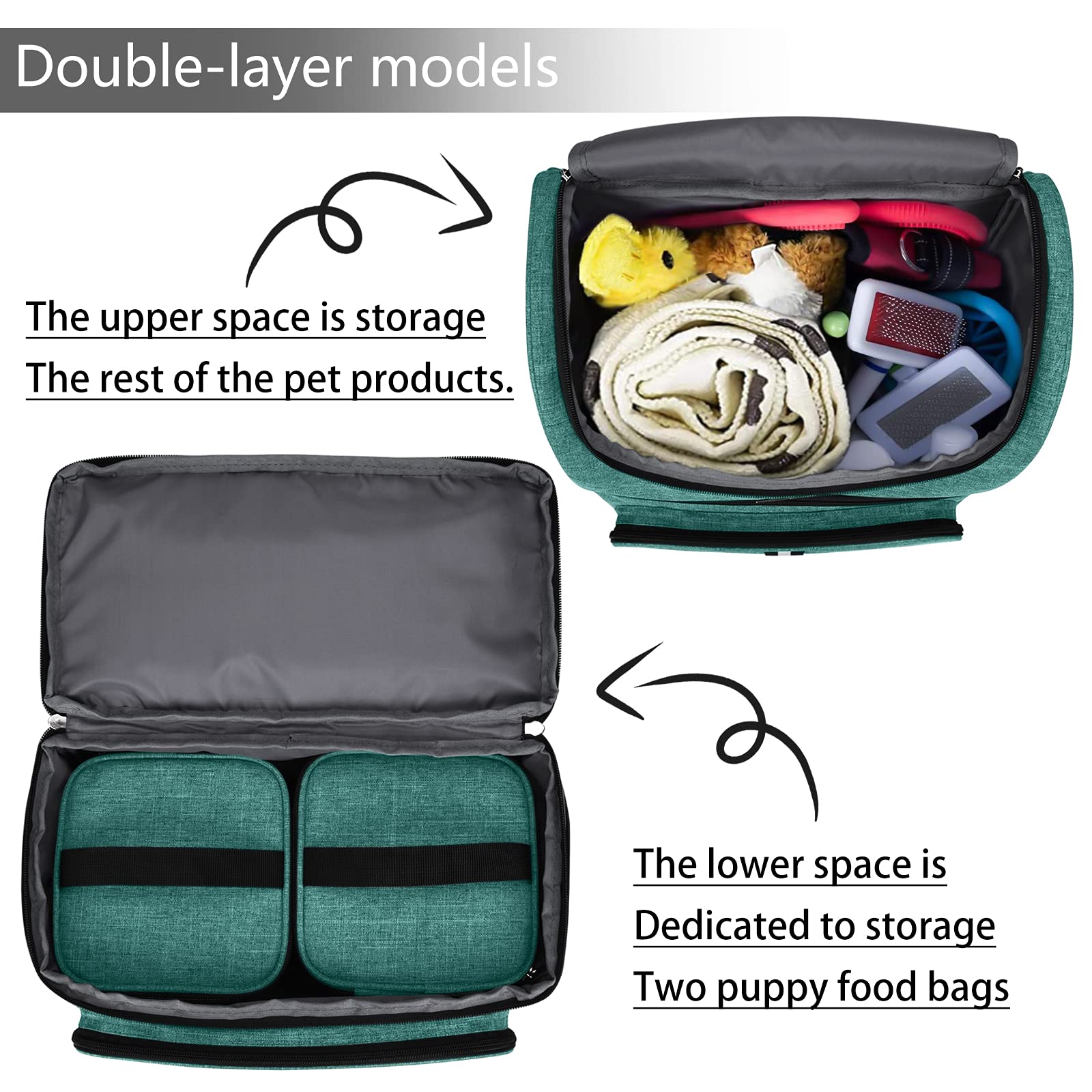 BAGLHER Pet Travel Backpack with Bowls - Green for Outdoor Adventures