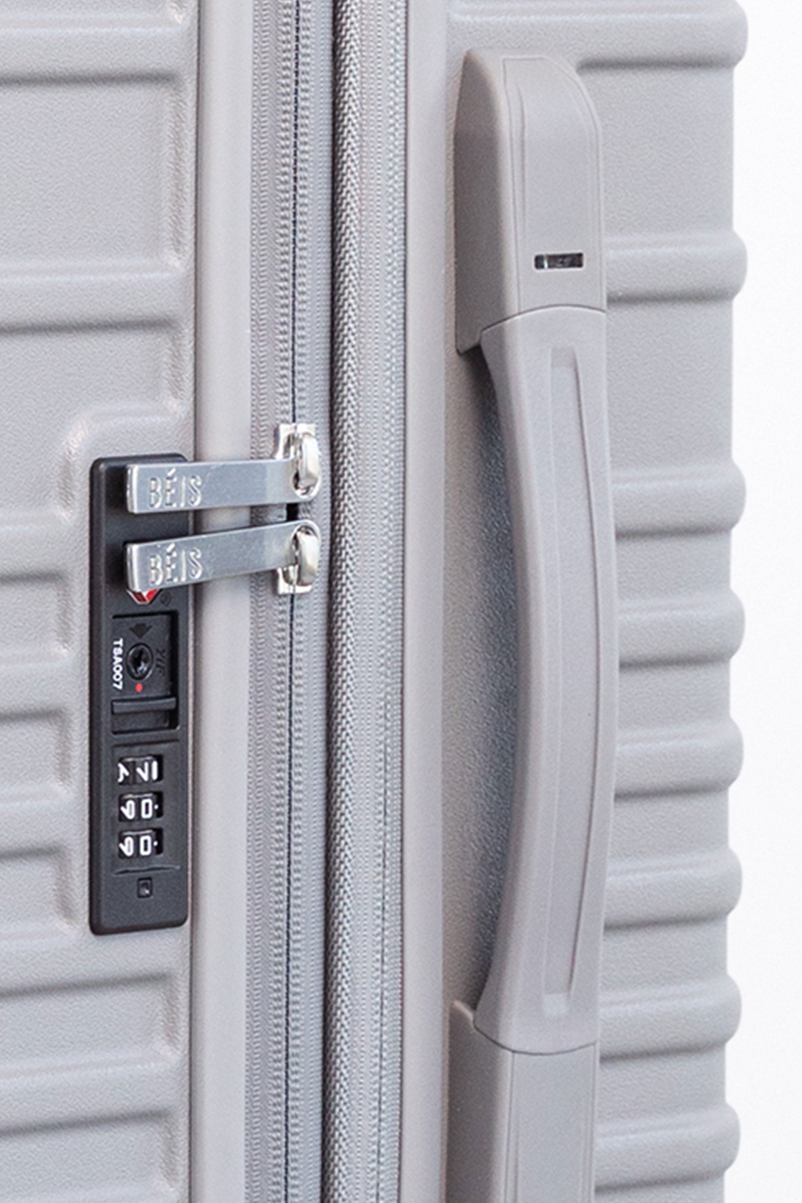 Large Grey Check-In Roller Luggage - Spacious & Durable Suitcase for Air Travel, Business Trips & Vacations