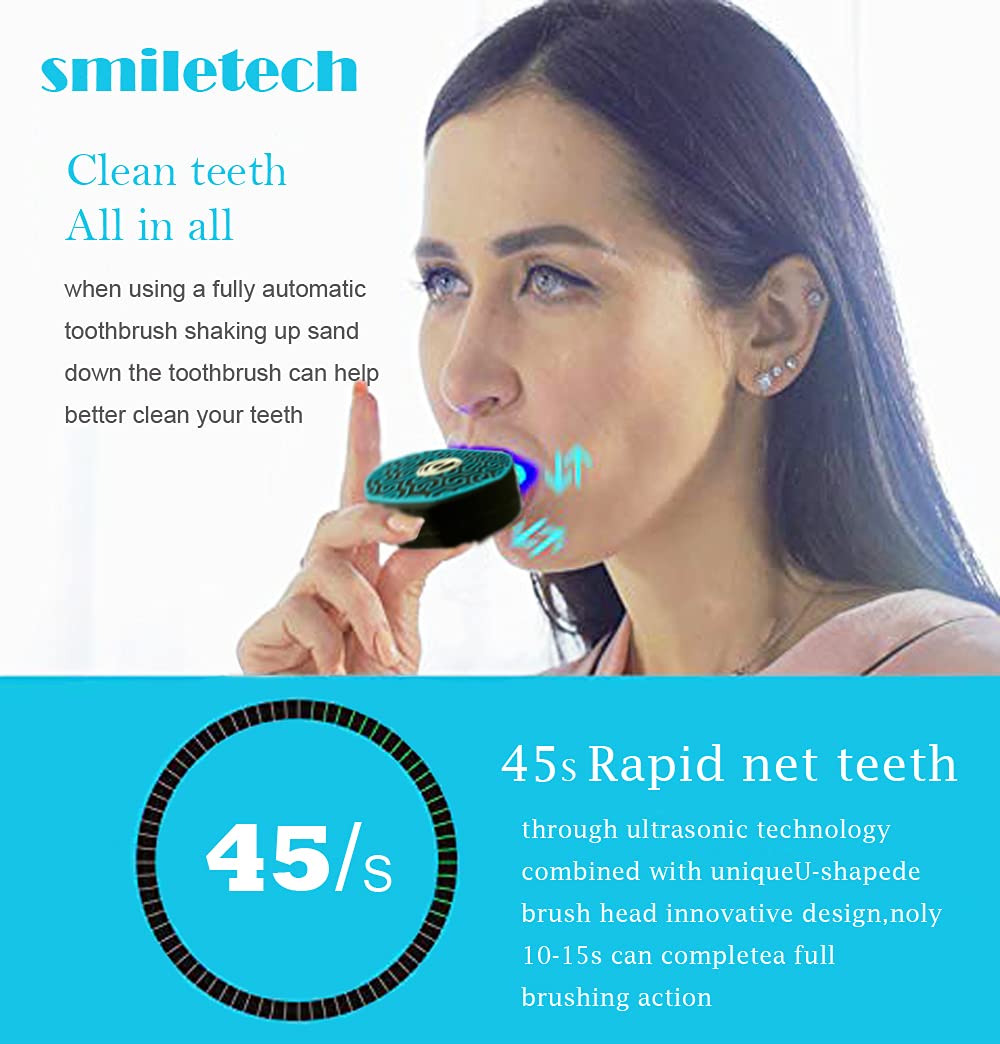 Automatic U-Shaped Ultrasonic Toothbrush for Adults - Teeth Whitening Sonic Electric Toothbrush (Black) | Perfect for Travel, Home & Daily Oral Care
