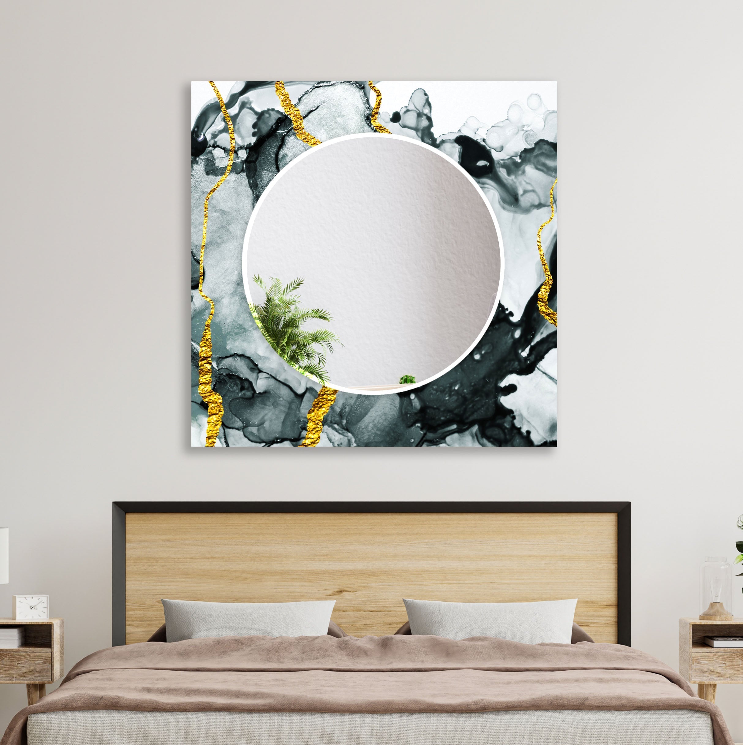 Elegant Black & Silver Golden Wall Mirror - Modern Home Decor for Living Room, Bedroom, or Entryway - Perfect for Enhancing Space & Style