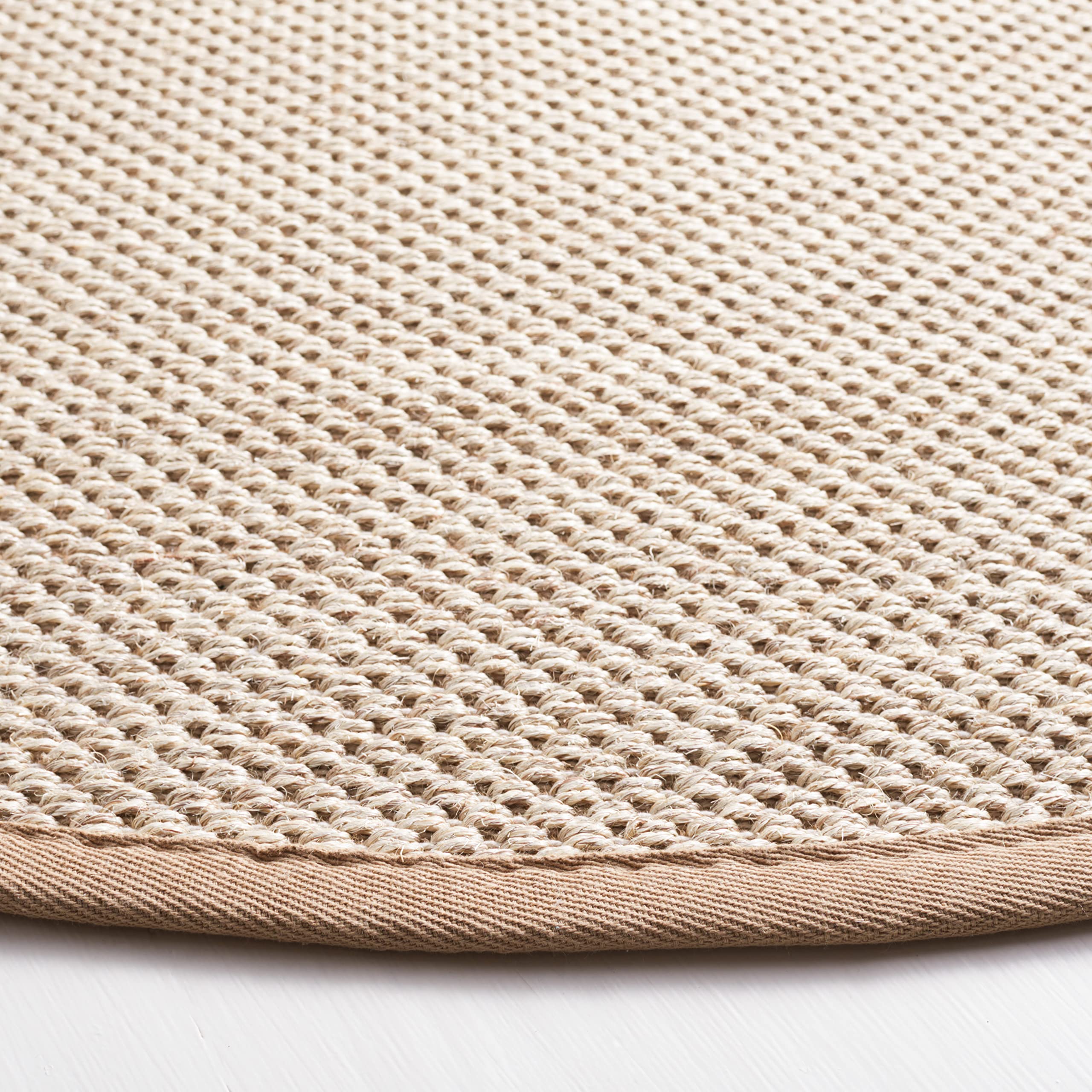 SAFAVIEH Natural Fiber Collection 6' Round Area Rug - Marble & Linen with Sisal Border, Easy Care Indoor Rug for High Traffic Areas, Perfect for Living Room, Bedroom, Dining Room & Home Office (NF143B)