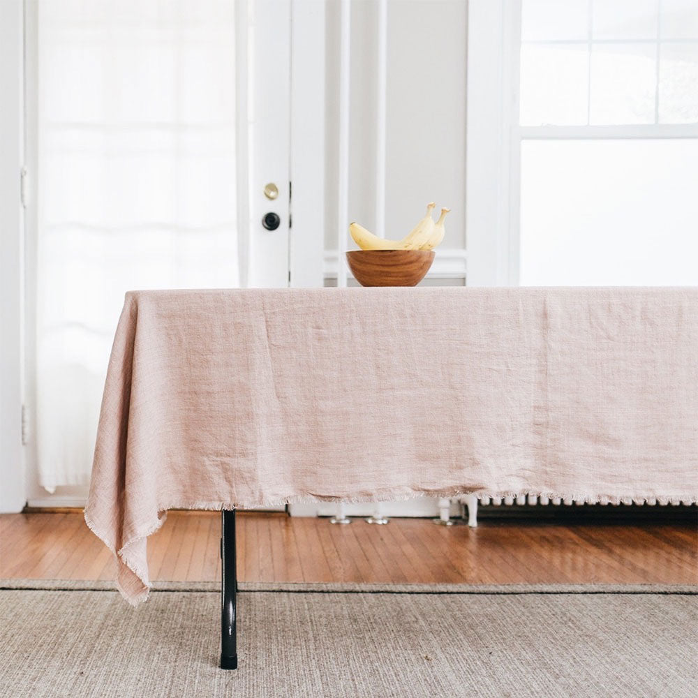 Premium Stonewashed Linen Tablecloth - Natural Wrinkled Texture - 100% Organic Cotton - 60x90 Inches - Elegant Dining & Outdoor Picnic Table Cover
