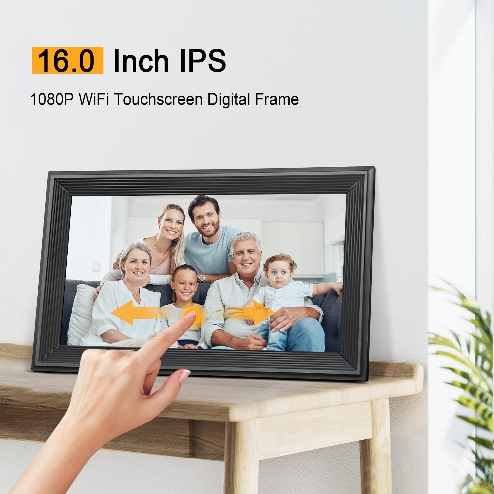 16 Inch WiFi Digital Picture Frame with Touch Screen - 32GB Storage Smart Digital Photo Frame for Home & Office - Perfect Gift for Women, Men, Mom, Dad - Display Family Photos, Artwork & Memories in HD