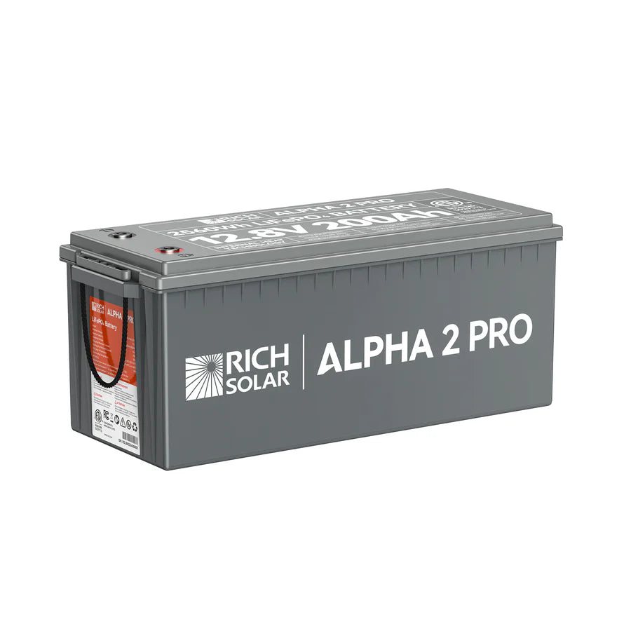 Rich Solar ALPHA 2 PRO 12V 200Ah LiFePO4 Lithium Iron Phosphate Deep Cycle Battery - Perfect for Solar Power Systems, RVs, Marine Applications & Off-Grid Energy Storage