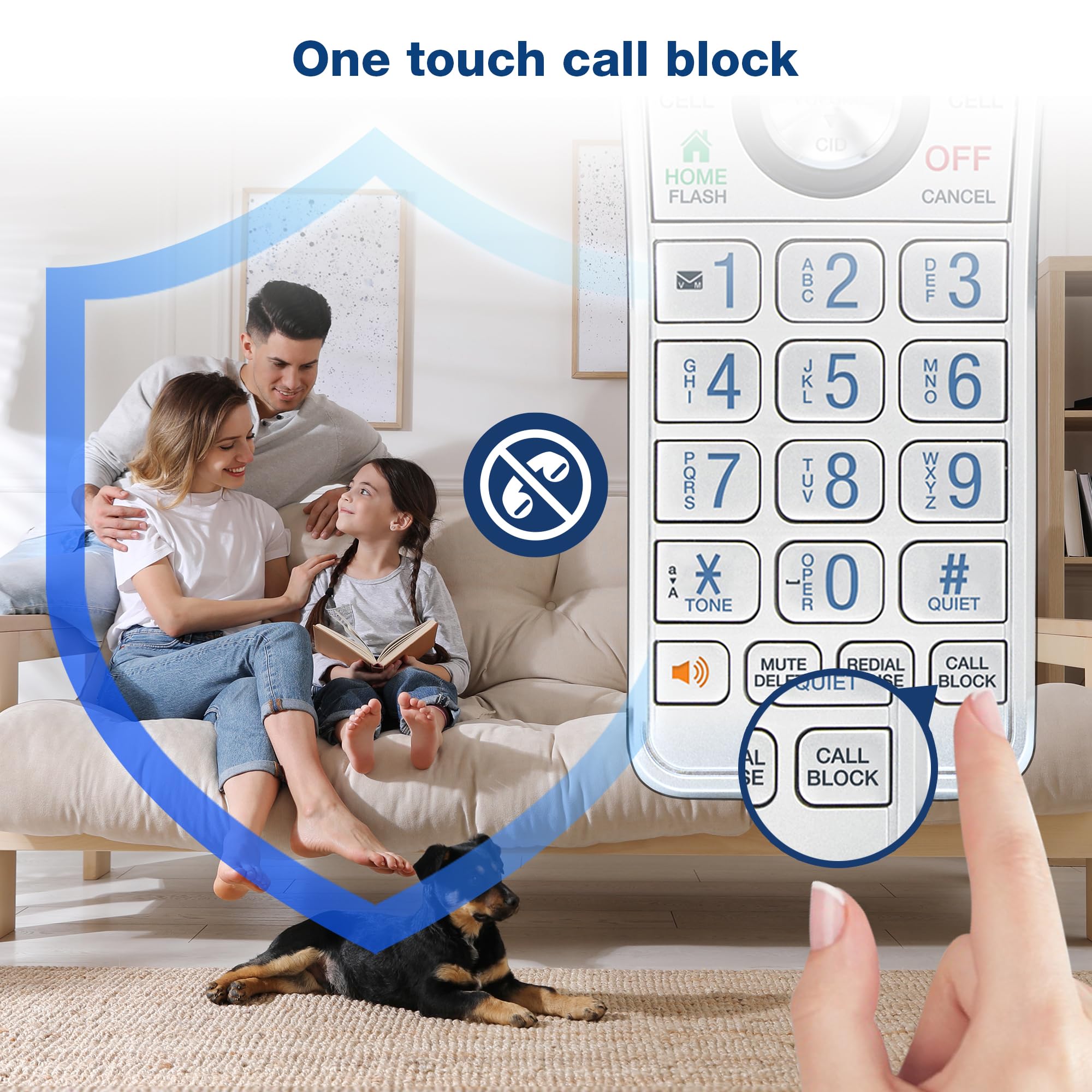 VTech IS8151-5 Super Long Range 5 Handset DECT 6.0 Cordless Phone for Home with Answering Machine - 2300 ft Range, Call Blocking, Bluetooth, Headset Jack, Power Backup, Intercom, Expandable to 12 Handsets - Perfect for Large Homes, Offices & Multi-Room Communication