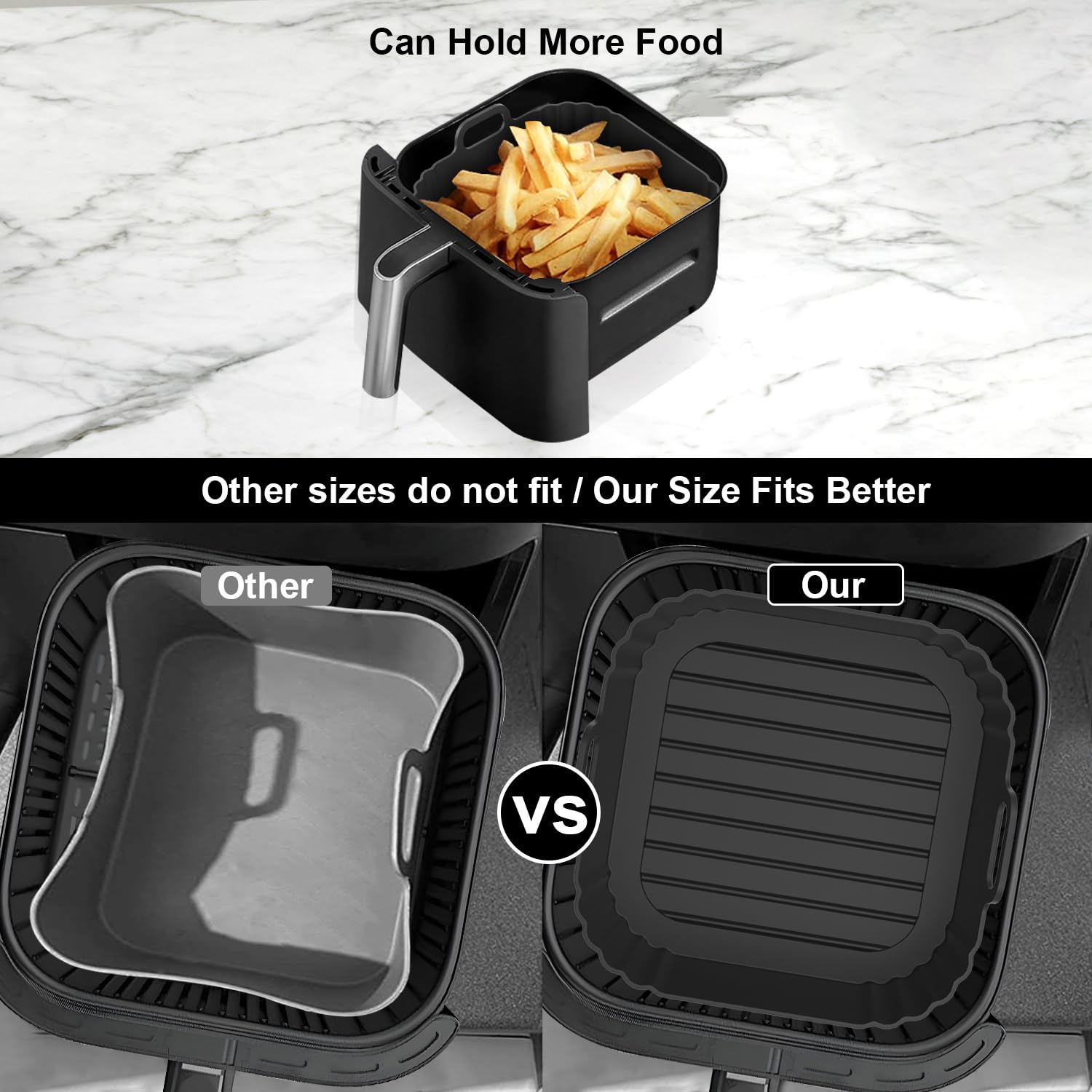 Square Silicone Air Fryer Liners 2 Pack - 8.5 Inch Non-Stick Reusable Basket Liners Compatible with Ninja AF141/181 & COSORI 5-6.5 QT Air Fryers | Perfect for Healthy Frying, Roasting, and Baking | Dishwasher Safe Air Fryer Accessories