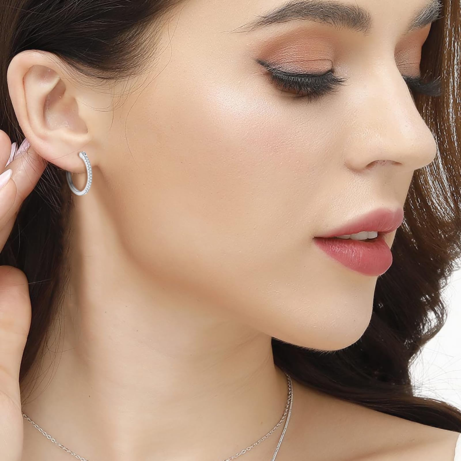 925 Sterling Silver Small Hoop Earrings for Women | Cubic Zirconia Hinged Hoops | Valentine's Day & Birthday Gifts | Everyday Wear & Special Occasions