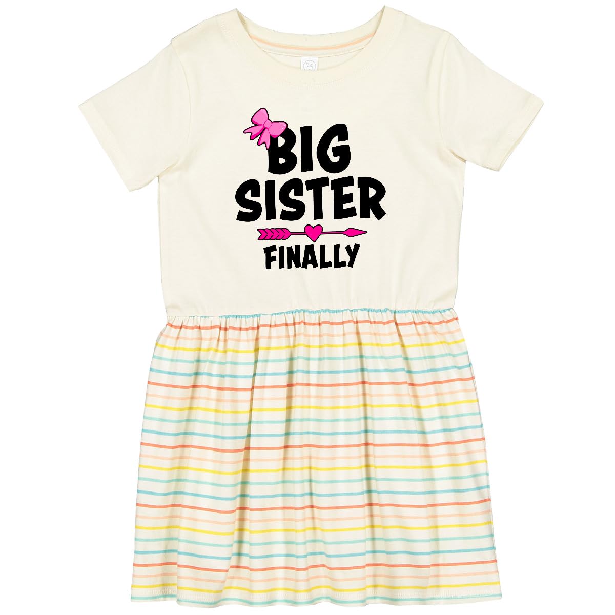 Inktastic Big Sister Finally with Bow and Arrow Toddler Dress - Cute Sibling Matching Outfit for Family Photos & Special Occasions