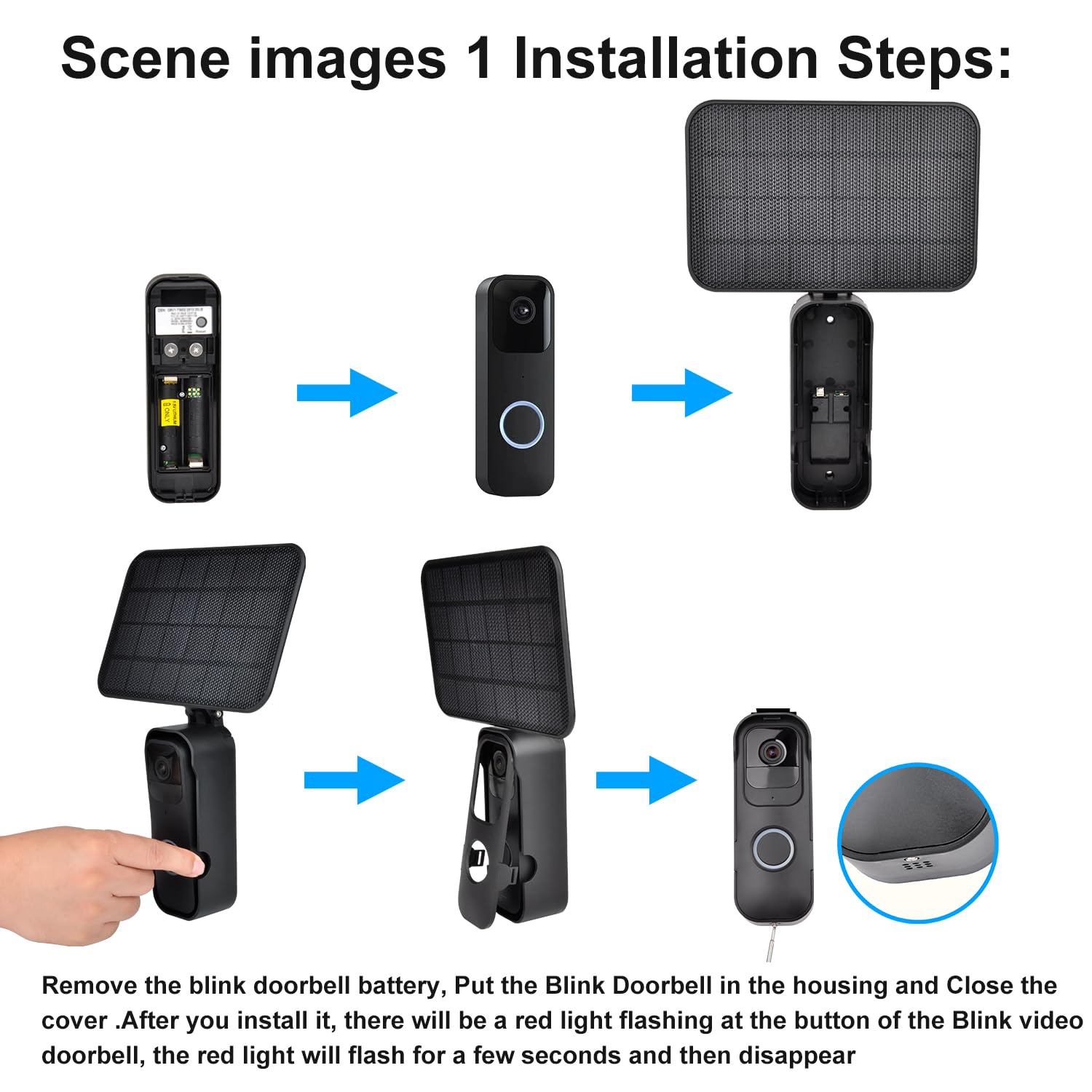 Blink Video Doorbell Solar Panel - 5000mAh Rechargeable Battery & 3m Micro USB Cable | Weatherproof Outdoor Solar Charger for Continuous Power | Perfect for Home Security & Smart Doorbell Systems