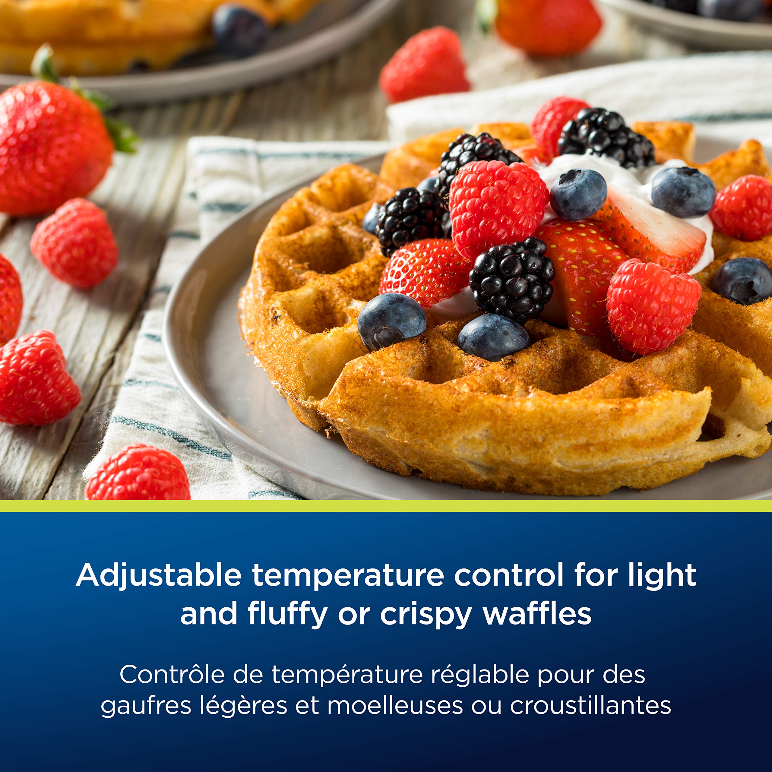 Oster Belgian Waffle Maker - 8 Inch Stainless Steel Waffle Iron for Perfect Homemade Waffles | Breakfast, Brunch & Family Gatherings