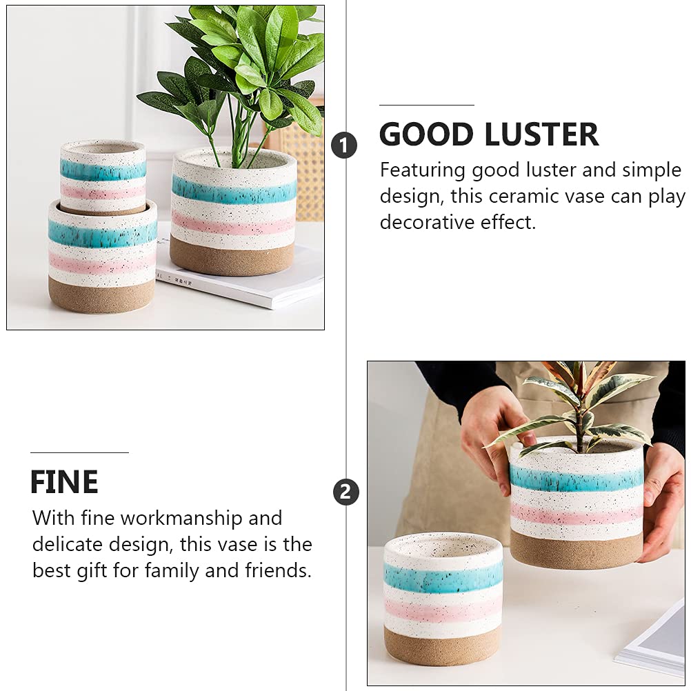 DOITOOL 2 Pack Ceramic Flower Pots - Small Decorative Planters for Succulents, Cactus, Herbs | Desktop Home Office Decor, Gift Idea for Plant Lovers