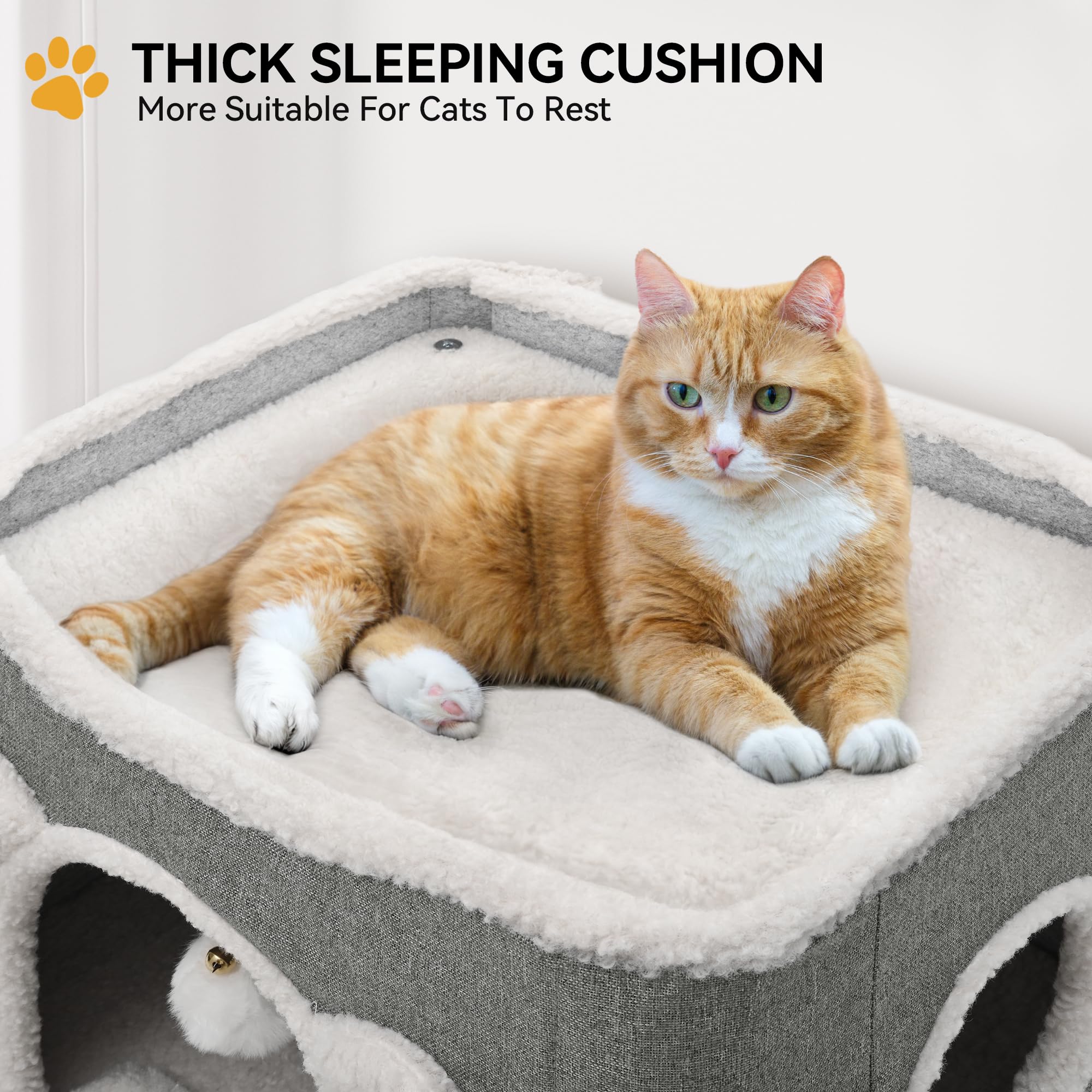YIATHOME 3-Level Cat Tree House with Scratching Post & Playhouse - Modern Cat Condo for Indoor Cats, Multi-Level Cat Tower with Highway Cave, Climbing Stand & Cozy Cat Bed - Perfect for Kittens & Adult Cats - Great for Small Spaces, Apartments & Playrooms