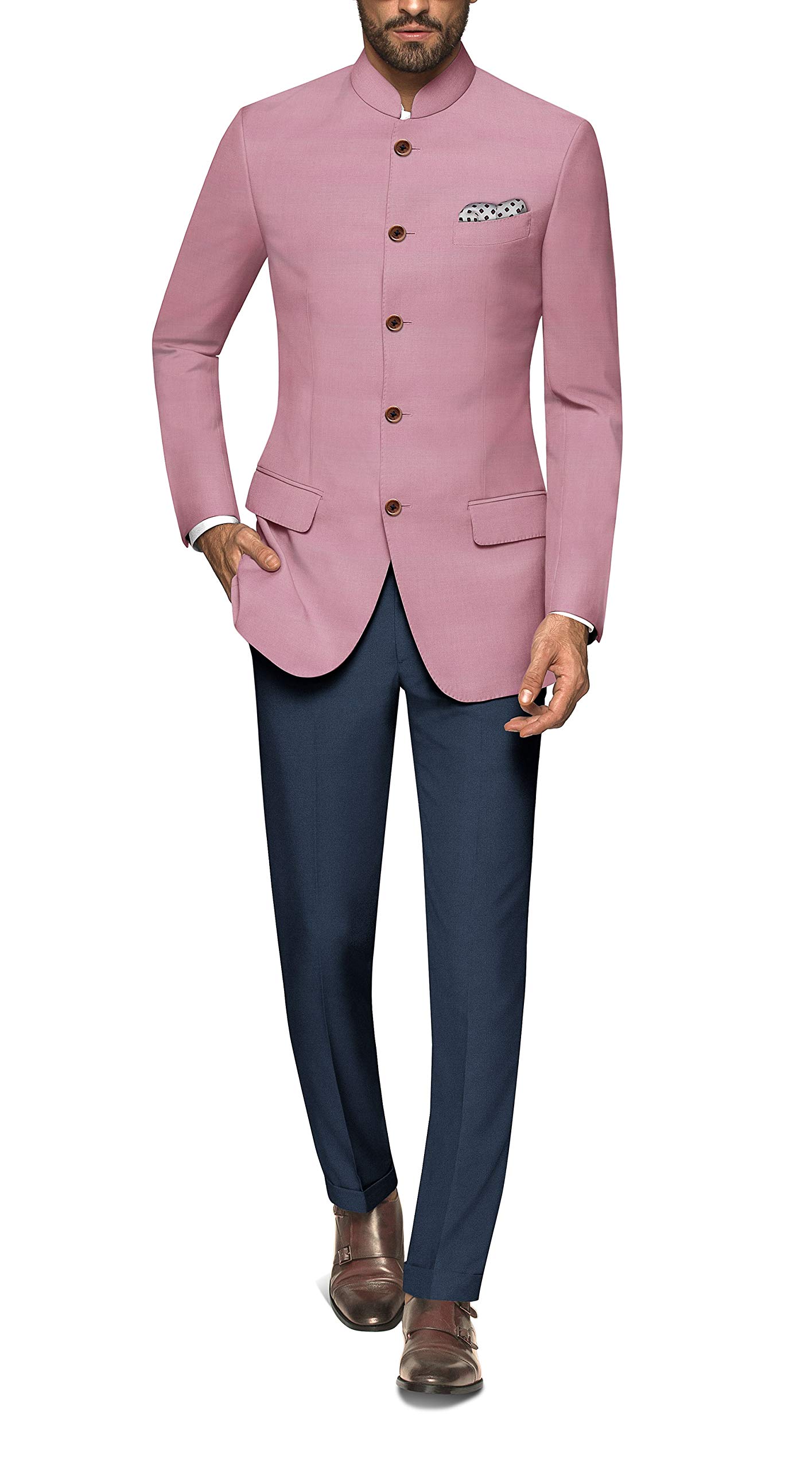 Men's Jodhpuri Suit Set | Bandhgala Suit Set | Wedding Sherwani Outfit in Onion Pink (Chest 44