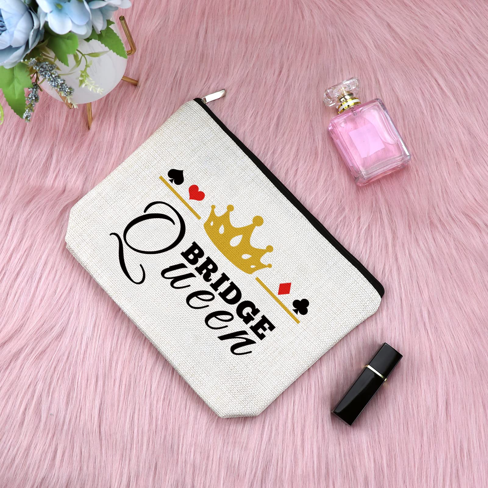 Poker Lover's Makeup Bag - Bridge Card Game Themed Cosmetic Pouch for Women - Waterproof Travel Toiletry Bag with Zipper - Perfect Gift for Card Players & Bridge Fans - Great for Travel, Cosmetics Storage & Game Night Accessories