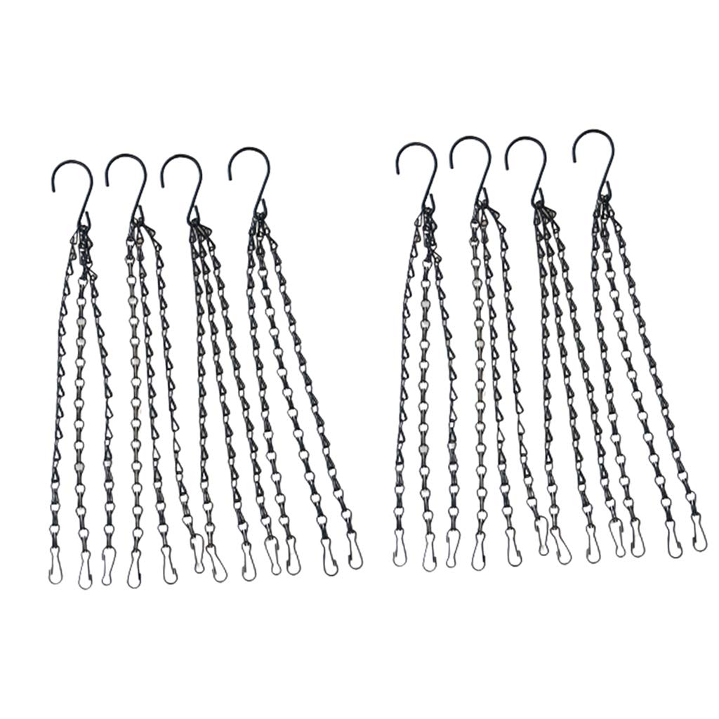 Baoblaze 8Pcs 3-Point Metal Flower Pot Hanger with Chains - Heavy Duty Plant Basket Hooks for Indoor/Outdoor Hanging Planters - Perfect for Balcony, Garden, and Patio Decor