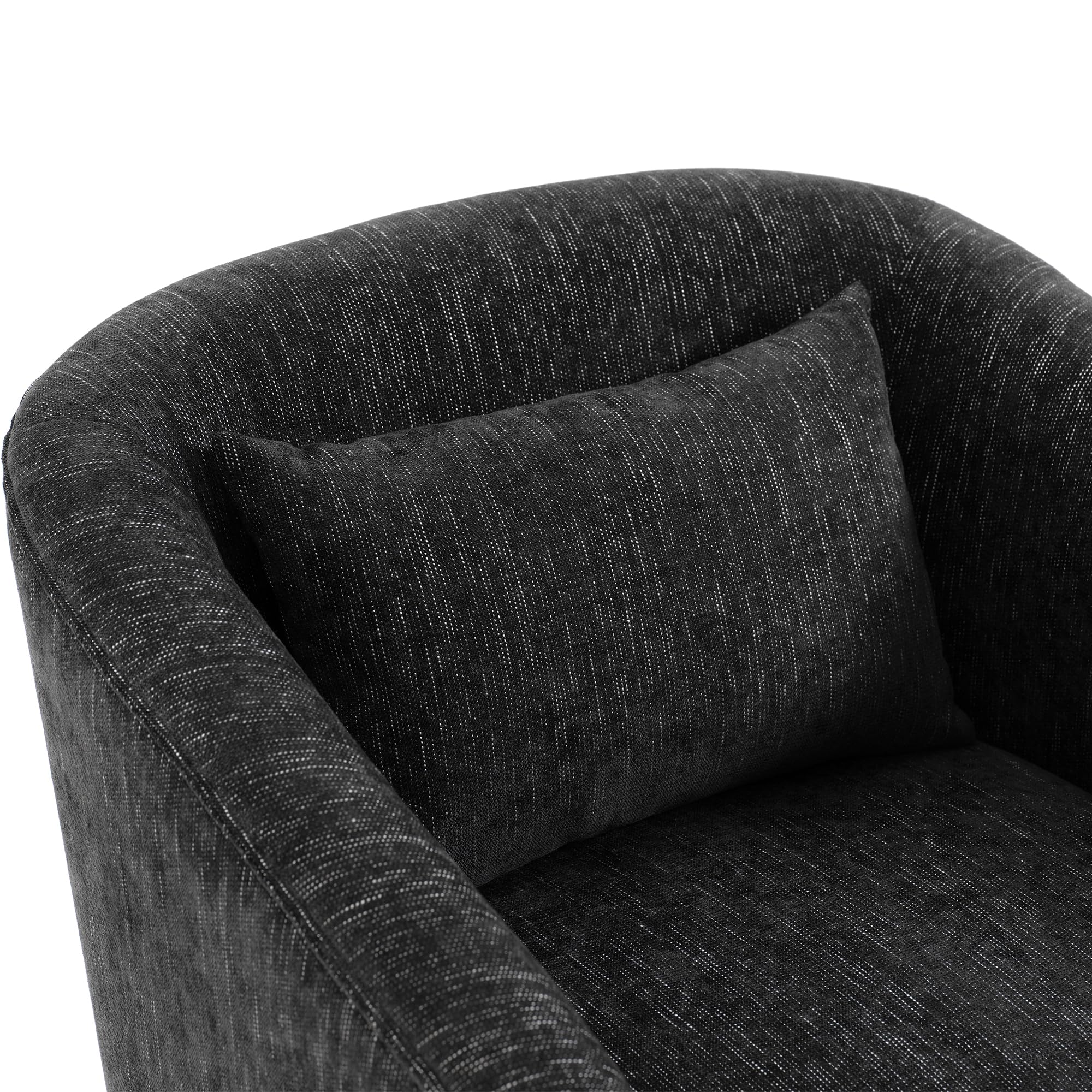 360 Degree Swivel Accent Barrel Chair - Modern Upholstered Single Sofa Armchair with Pillow for Living Room, Bedroom, Office & Nursery | Cozy Leisure Club Reading Chair for Relaxing, Working & Studying (Black)