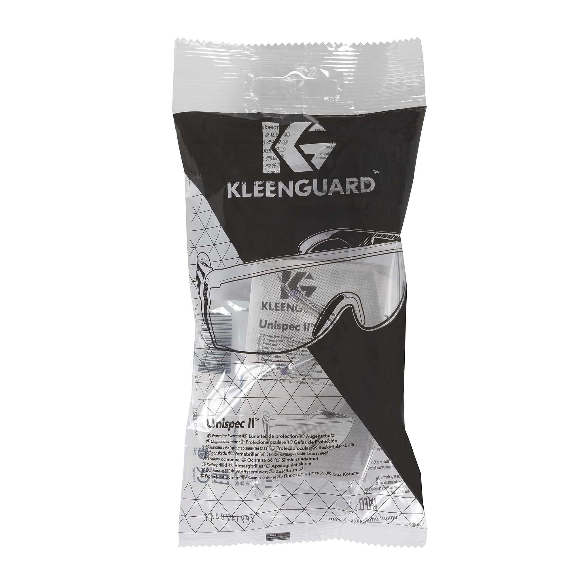 KleenGuard Unispec II Safety Glasses (16727) - Clear UV Protection Eyewear, Hardcoated Lenses, Metal-Free Temples, 50 Pairs/Case - Ideal for Construction, Lab Work & Industrial Safety