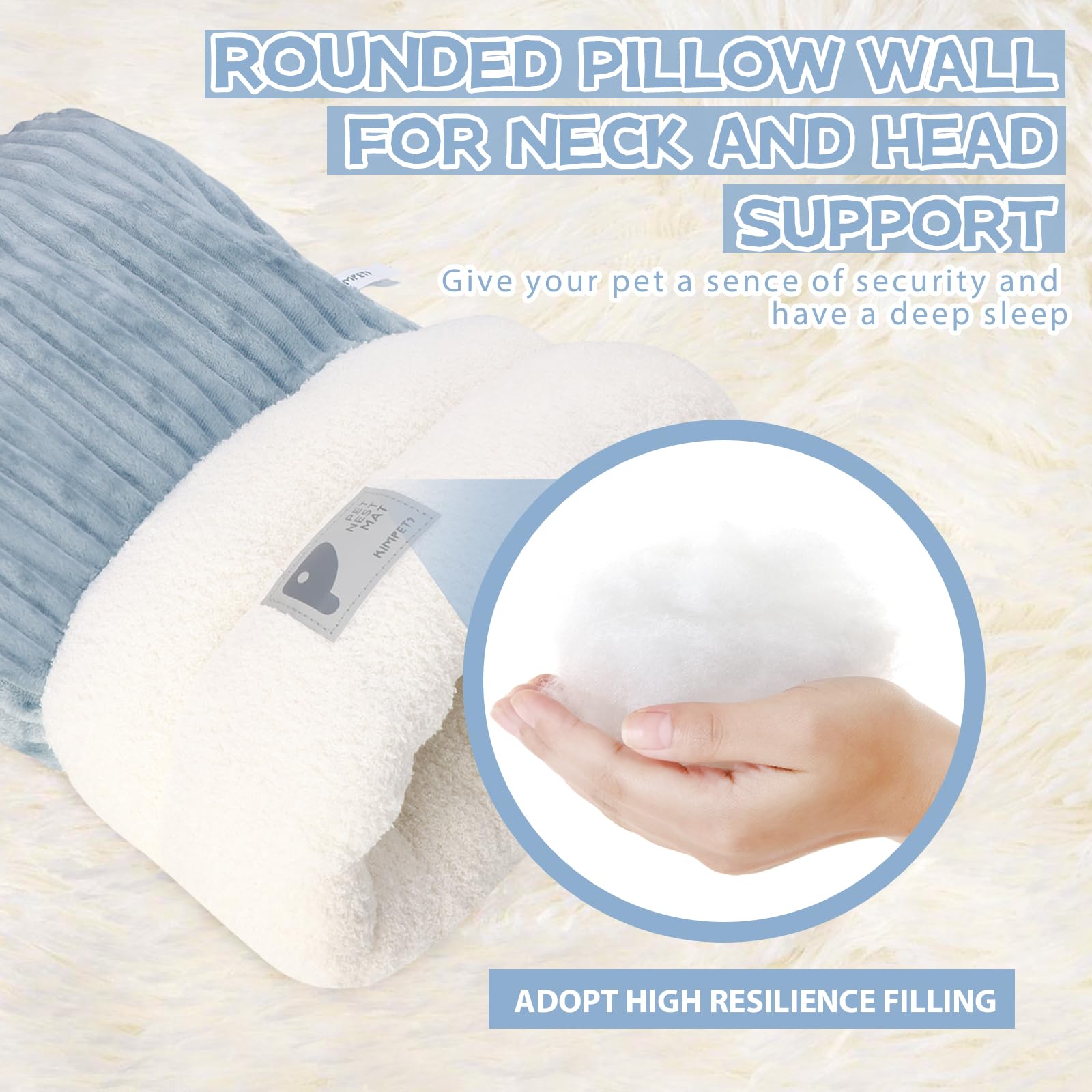 ZRW Soft Plush Cat Sleeping Bag - Self-Warming Winter Pet Bed with 360° Wrap for Ultimate Comfort (Blue, Large) - Perfect for Cozy Naps & Cold Weather Snuggles