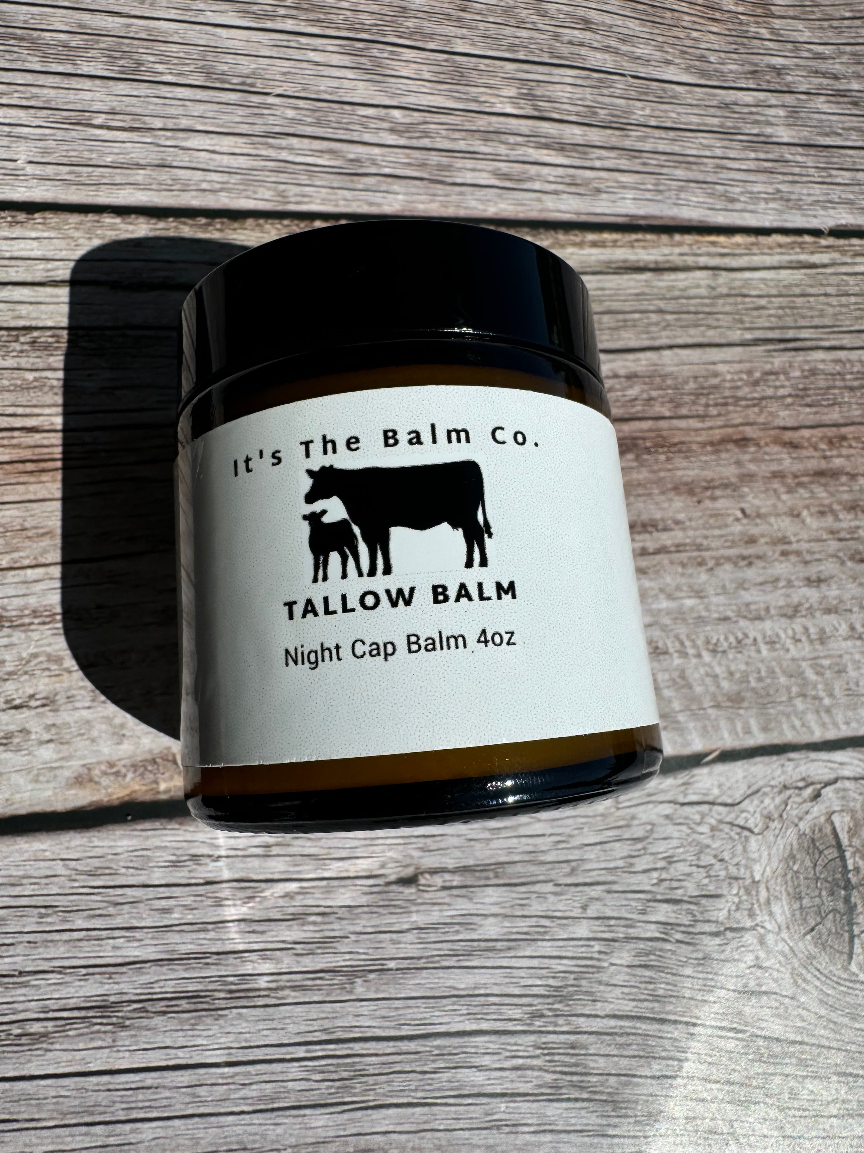 4oz Night Cap Tallow Balm - Organic Skincare for Dry Skin & Overnight Moisturizing - Perfect for Nighttime Hydration & Lip Care