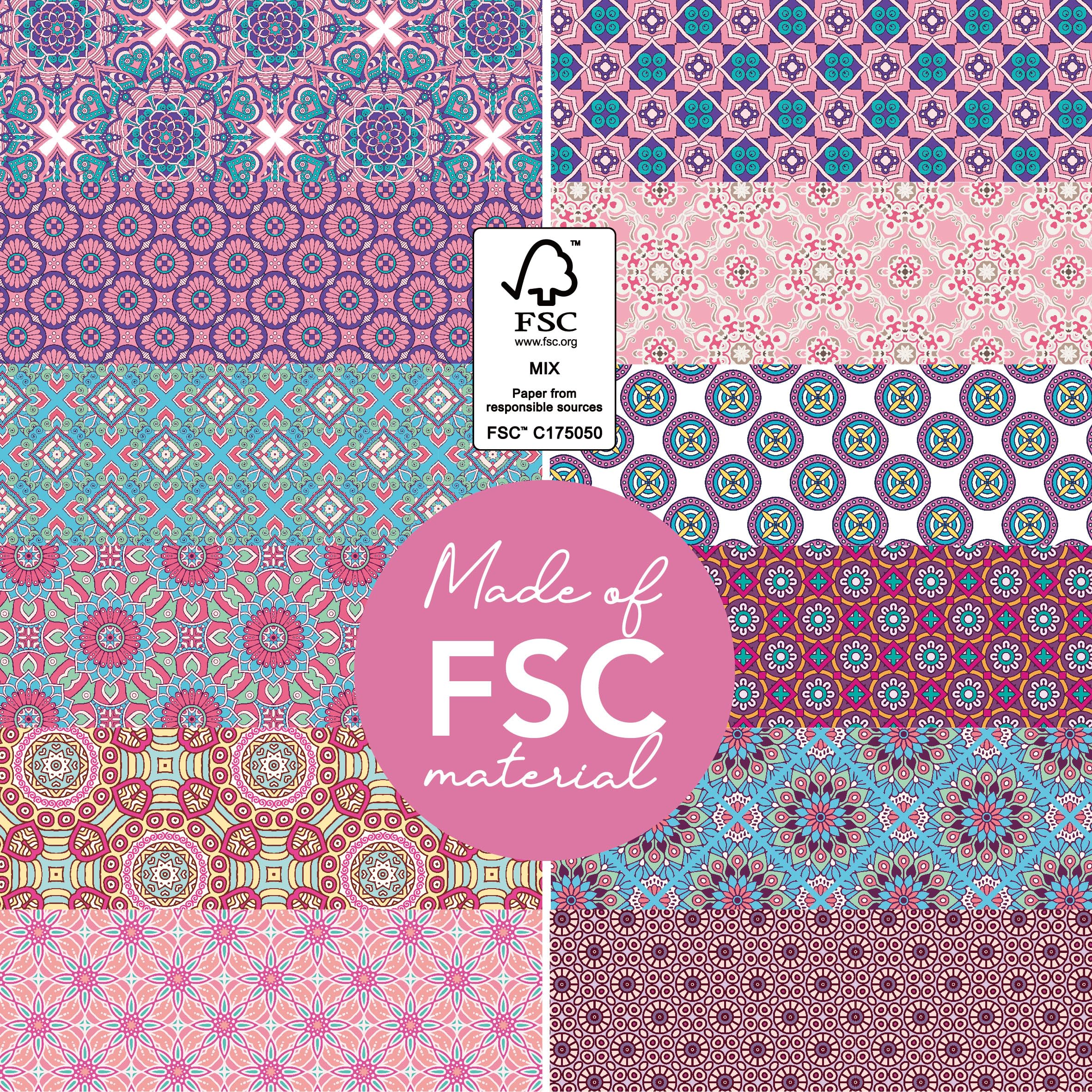 Mandala Pink 12x12 Scrapbook Paper Pad - Premium Cardstock for Valentine's Day Cards, Journaling, Planner, Origami & Scrapbooking | Decorative Craft Paper for DIY Projects & Memory Books