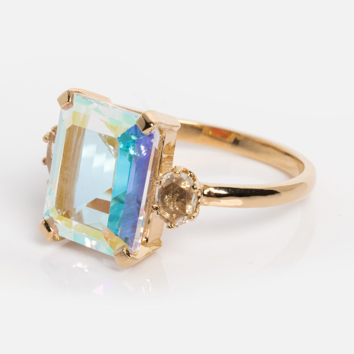 14K Large Emerald Cut Angel Aura Ring – Unique Handmade Gemstone Jewelry for Women, Perfect for Weddings, Anniversaries & Special Occasions