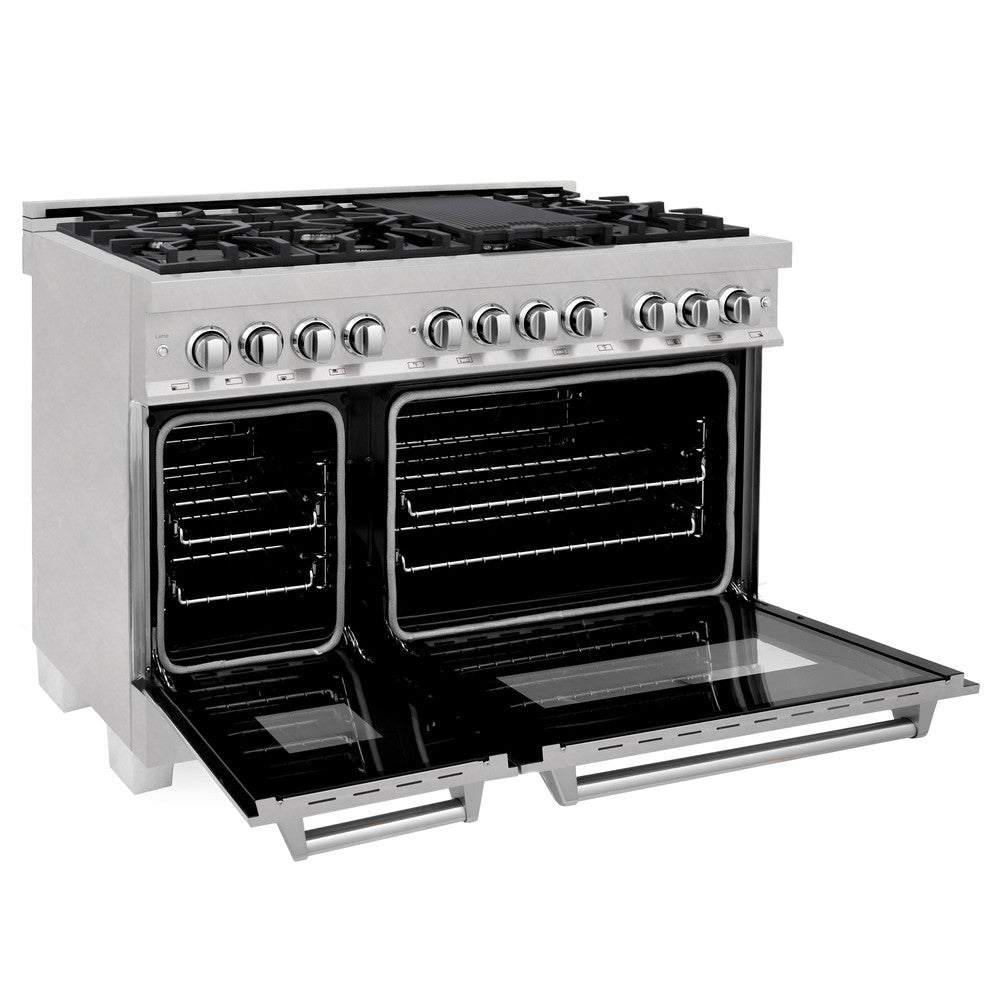 ZLINE 48-Inch 6.0 cu.ft Dual Fuel Range with 7-Burner Gas Cooktop & 2 Electric Ovens - Satin Stainless Steel (RAS-SN-48) | Professional Kitchen Appliance for Home Chefs & Cooking Enthusiasts