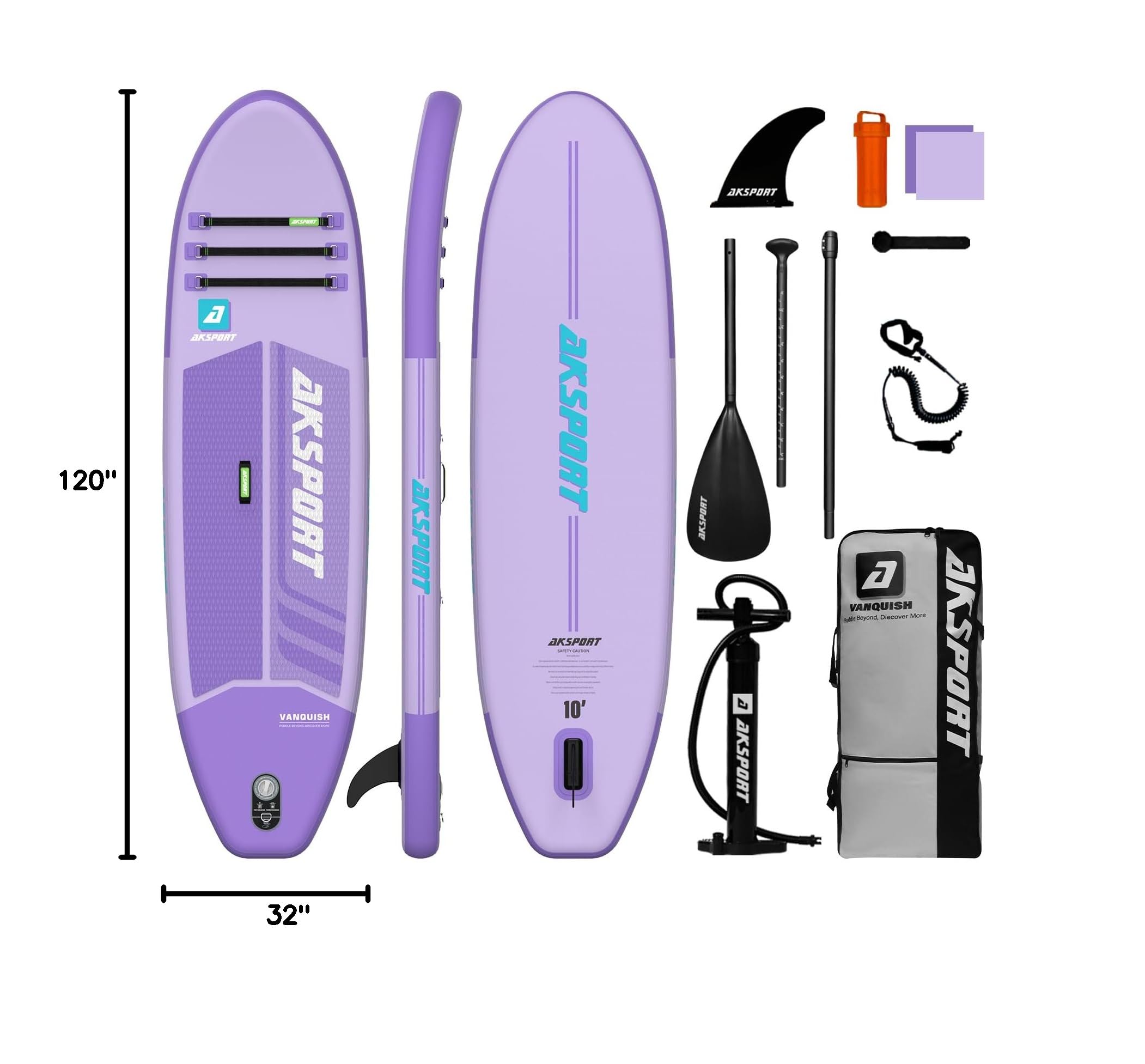 AKSPORT Inflatable Stand Up Paddle Board - Lightweight & Durable SUP Board with Premium Accessories Kit for Adults & Youth | Perfect for Yoga, Fishing & Ocean Adventures