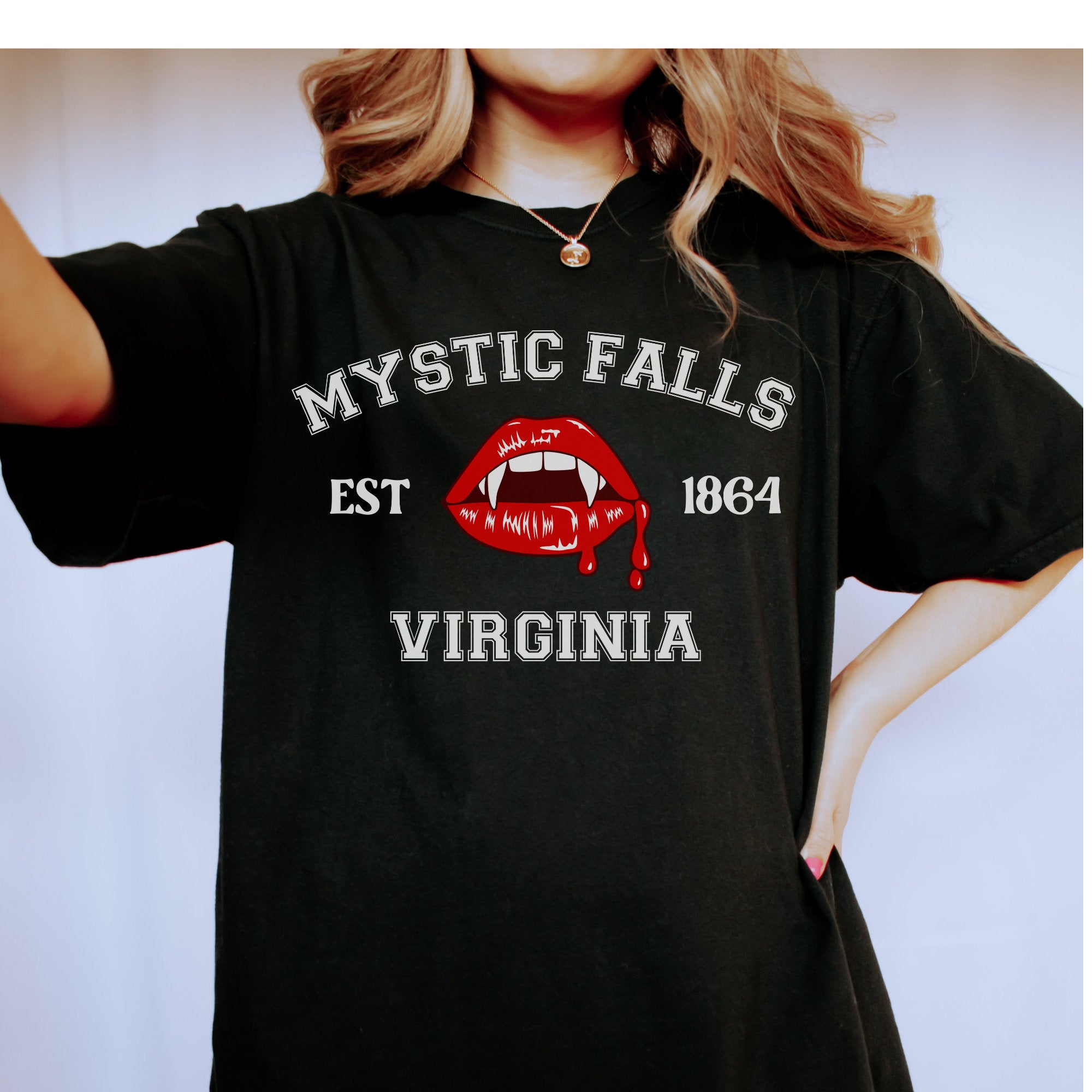 Vampire Diaries TVD Merch - Damon Salvatore & Stefan Salvatore T-Shirt - Mystic Falls Fan Gift - Perfect for Cosplay, Halloween, and TV Show Themed Parties