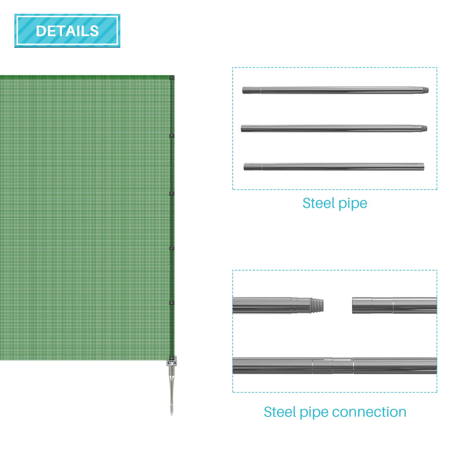 Coarbor 6'x20' Removable Outdoor Fence Panel - Heavy Duty Pool Barrier, Dog & Chicken Yard Fencing with Spikes Poles, Garden Border Protection (Green) | Perfect for Backyard Security, Pet Containment & Vegetable Garden Protection