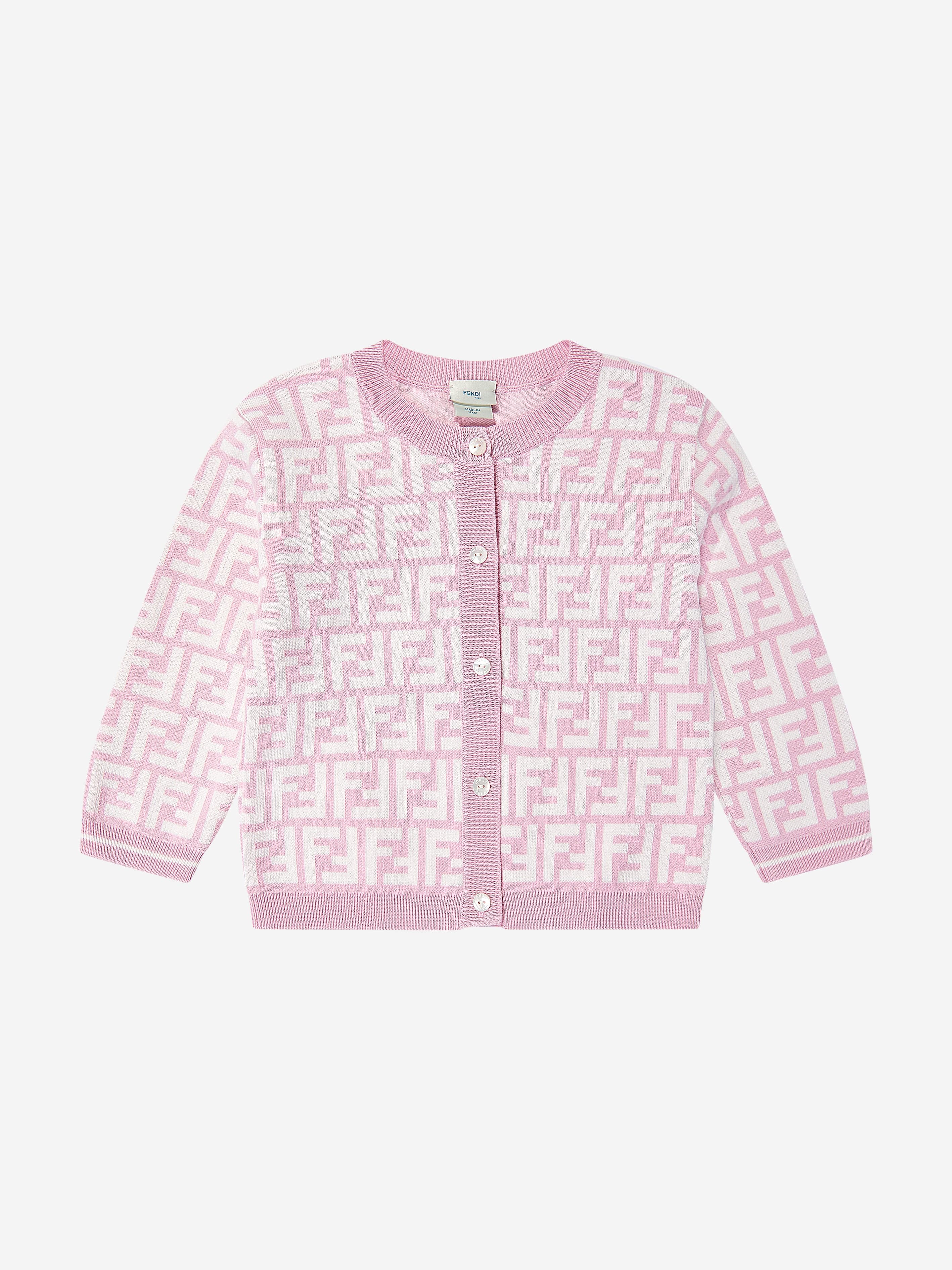 Baby Girls FF Logo Knitted Cardigan - Soft Pink Sweater for Toddlers | Perfect for Playdates, Photo Shoots & Special Occasions