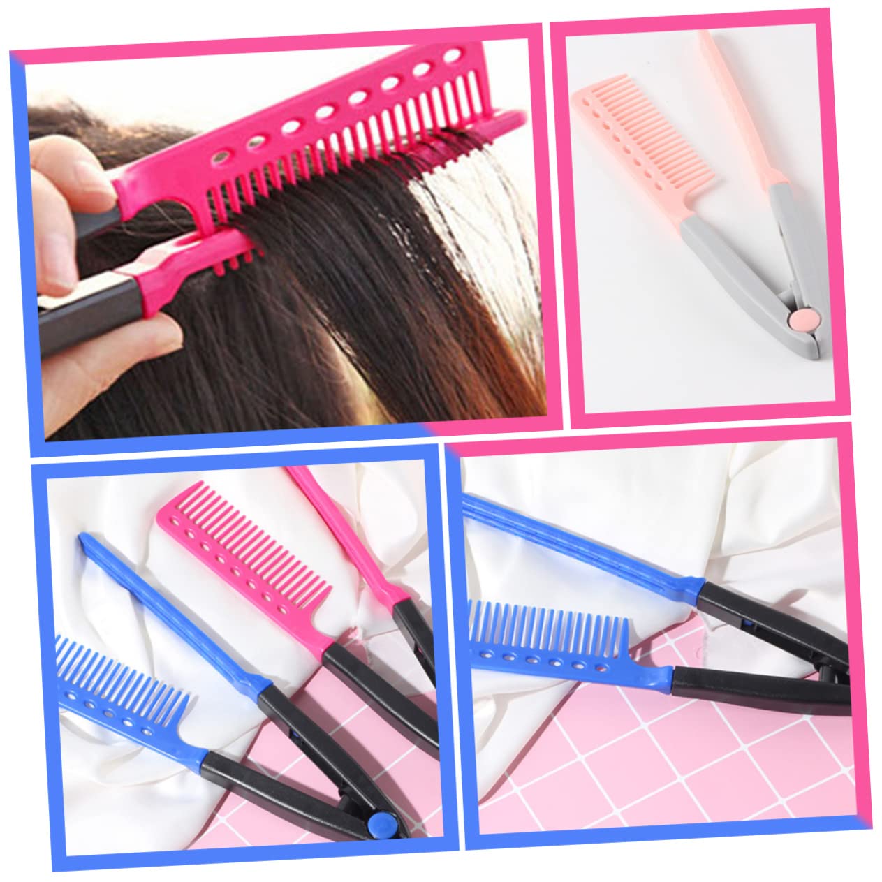CAXUSD Hair Straightening Comb Set - 3 Pack V-Shape Hair Straightener Brush & Styling Tool for Smooth, Frizz-Free Hair | Perfect for Home Use, Travel & Salon Styling
