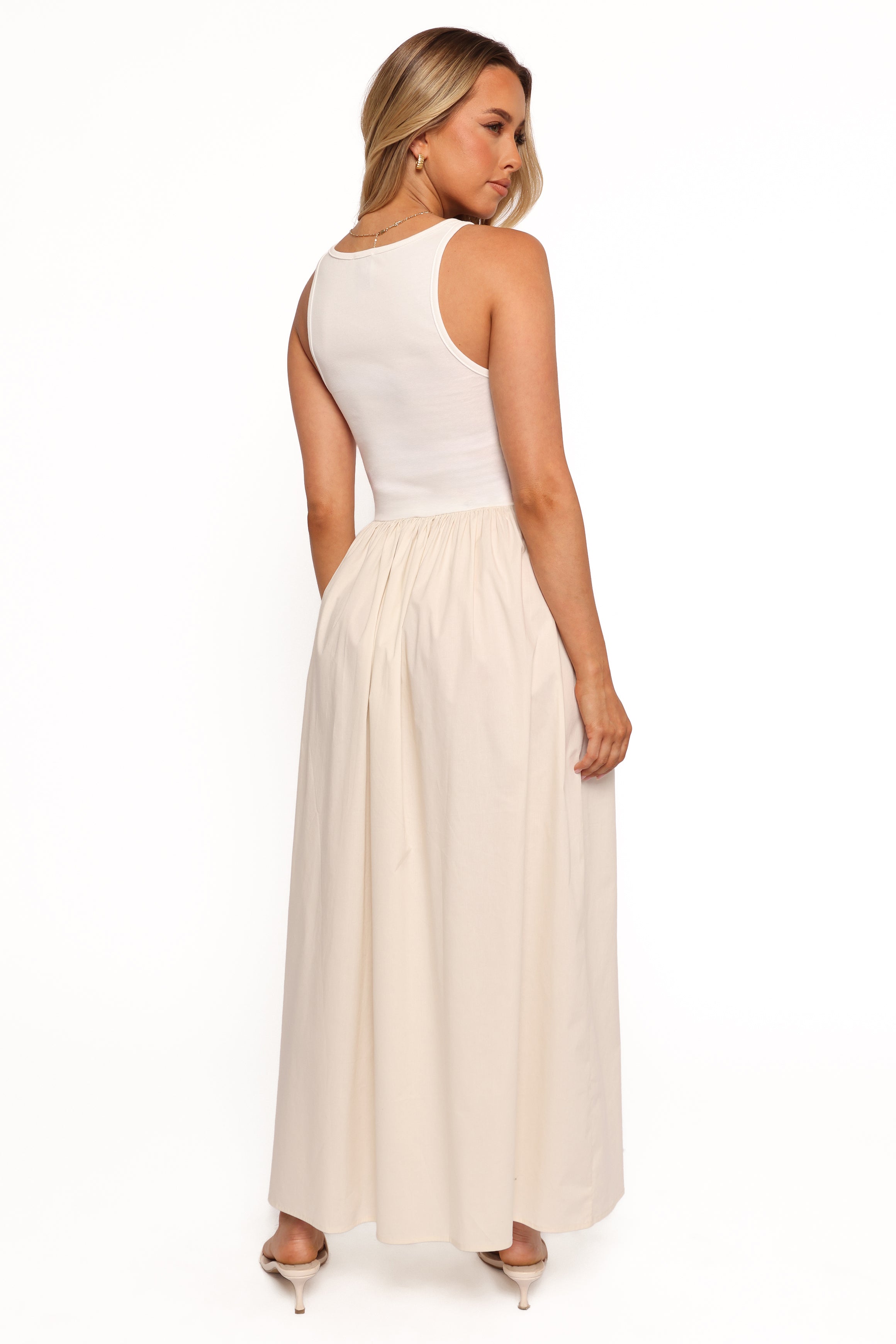 Franki Midi Dress for Women - Elegant White Cream Flowy Summer Dress | Perfect for Beach Vacations, Date Nights & Casual Outings