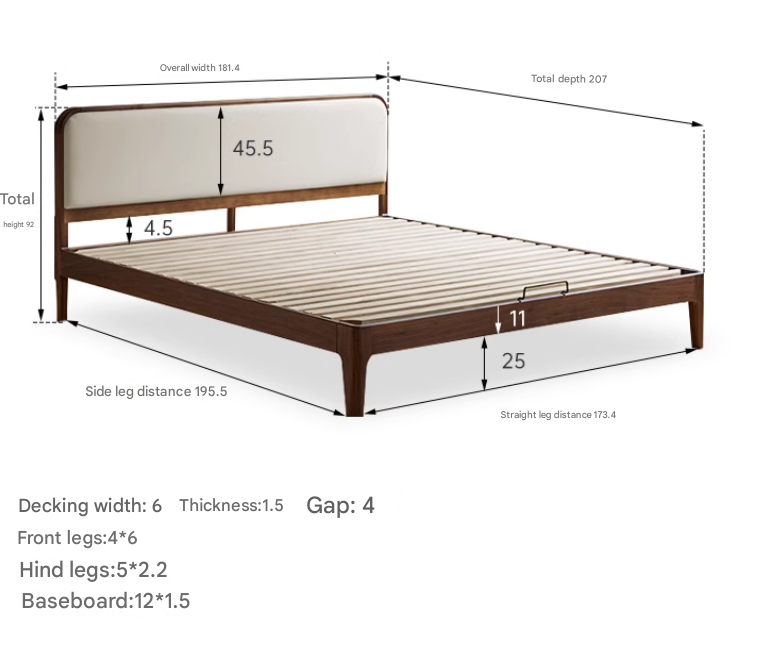 Premium Black Walnut Solid Wood Platform Bed Frame - Minimalist Modern Bedroom Furniture for Master Bedroom, Guest Room & Dorm Use