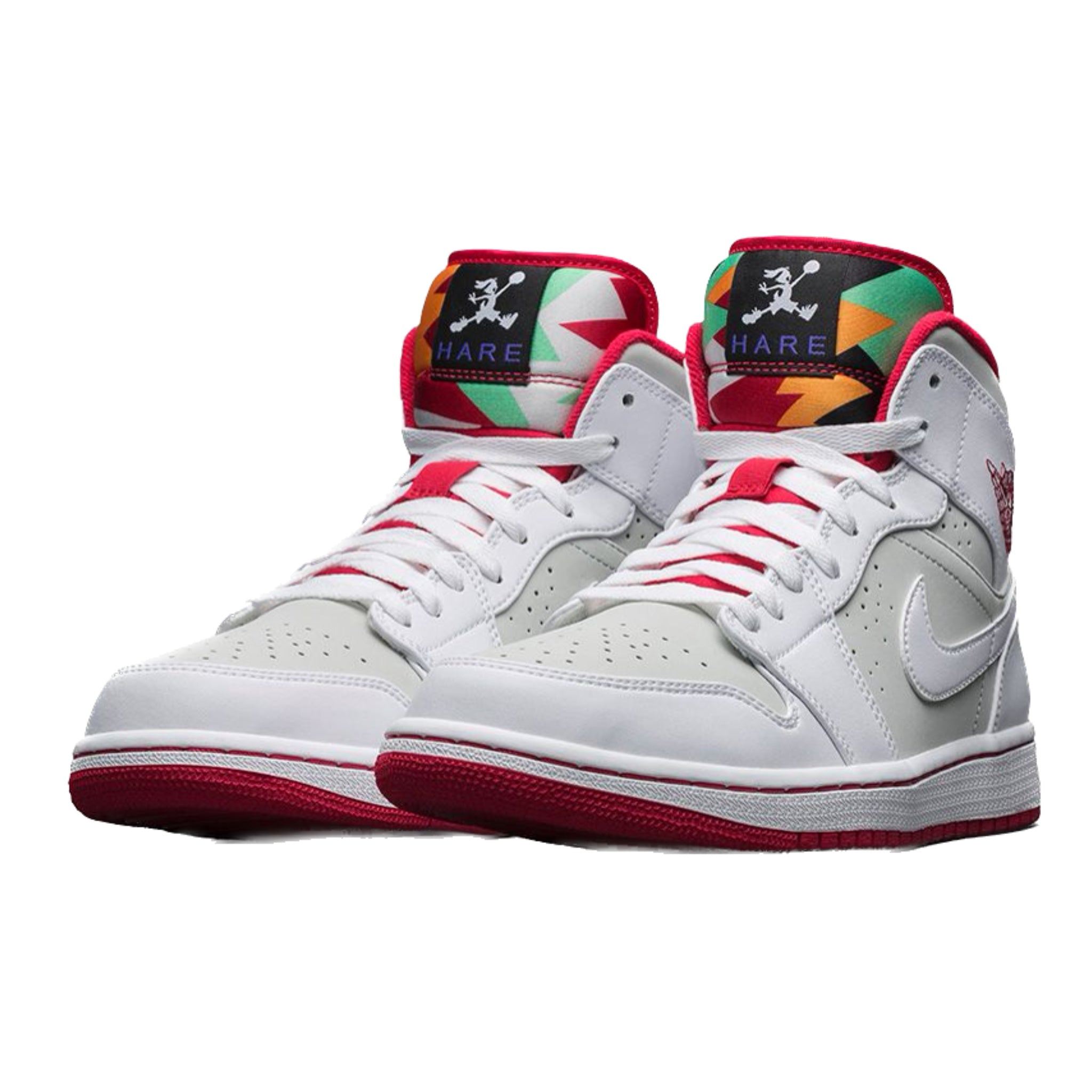 Air Jordan 1 Mid Retro Hare White True Red Light Silver Black Sneakers for Men - Basketball Shoes & Streetwear Fashion - Perfect for Casual Wear, Sports and Sneaker Collectors